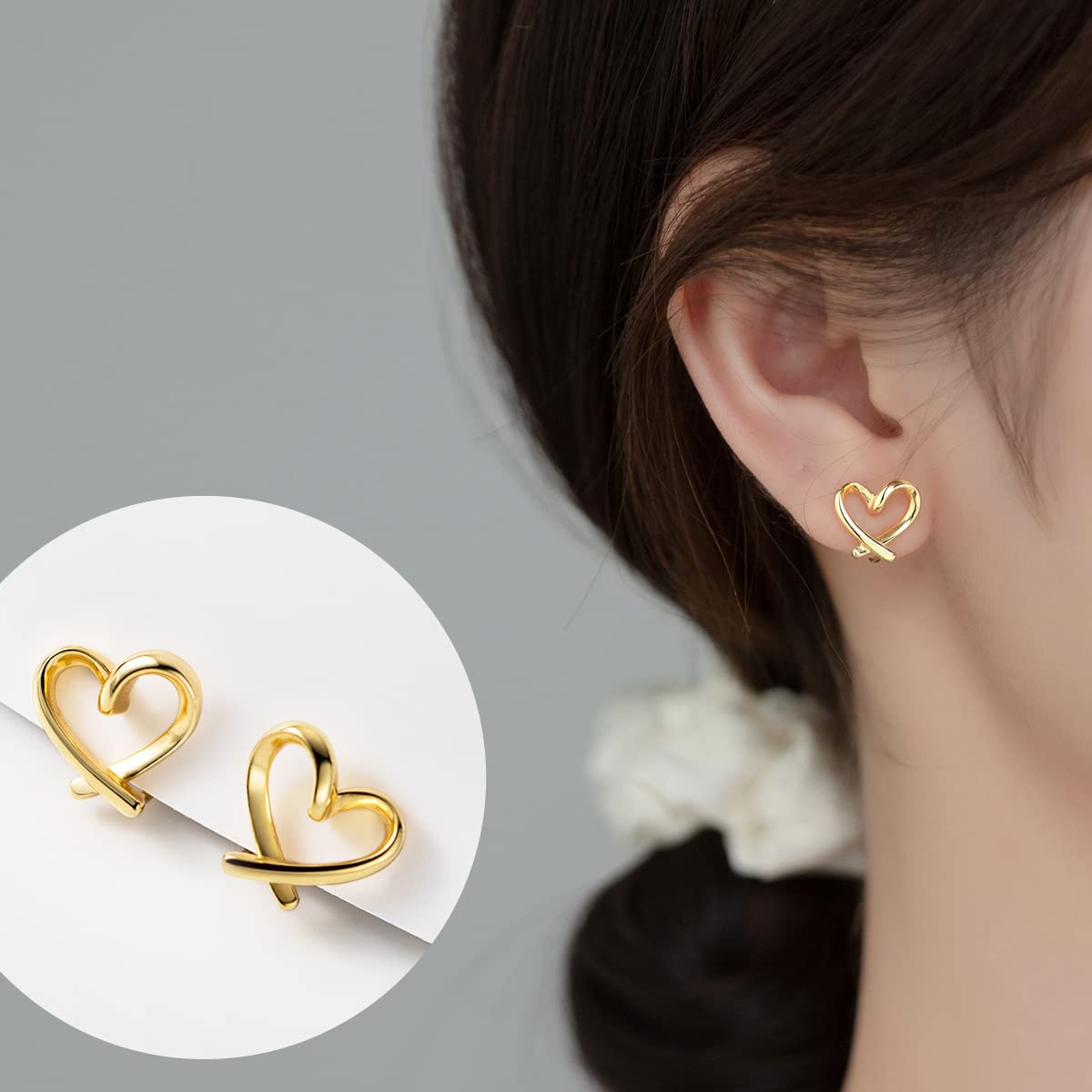 Reffeer Solid 925 Sterling Silver Clip On Heart Earrings for Women - No Piercing Love Heart Wrap Cuff Earrings - Perfect for Valentine's Day, Weddings & Date Nights
