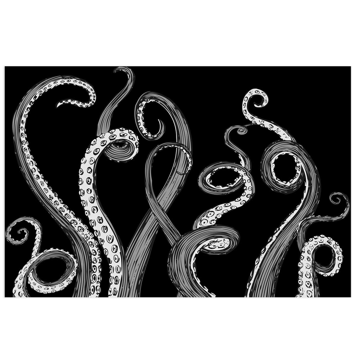 Victories Fish Tank Backdrop - PVC HD Printing Ocean Octopus Aquarium Wallpaper, Black Underwater Poster Background Decor, Cling Decal Sticker for Saltwater & Freshwater Tanks - Perfect for Home, Office & Pet Store Displays