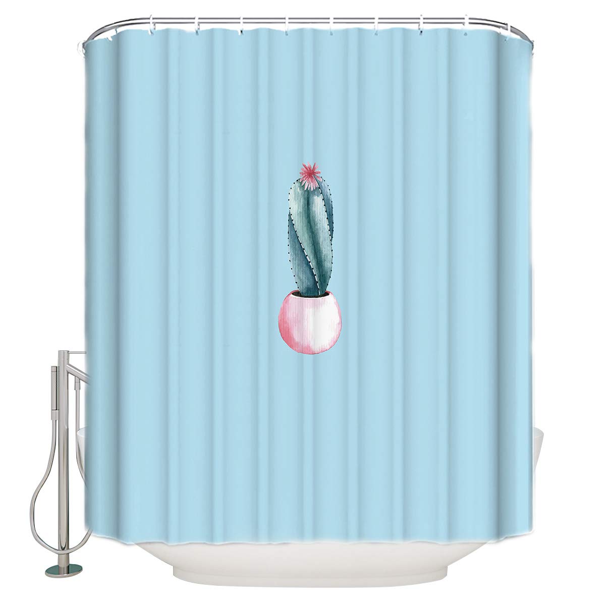 Waterproof Cactus Shower Curtain with Hooks - Bathroom Decor for Home & Spa