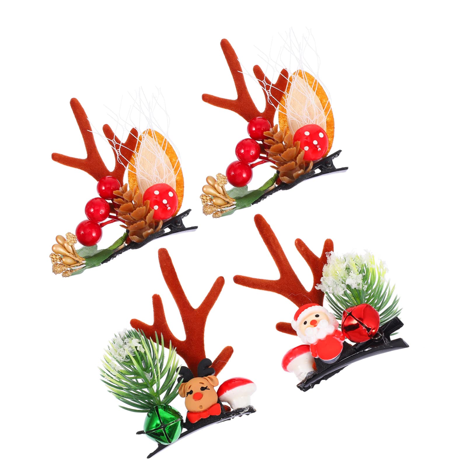 Beavorty 2 Pairs Christmas Hair Clips for Women & Kids - Reindeer Hair Barrettes, Xmas Hair Accessories, Cute Deer Horns Hair Holder - Perfect for Holiday Parties, School Events & Christmas Photos