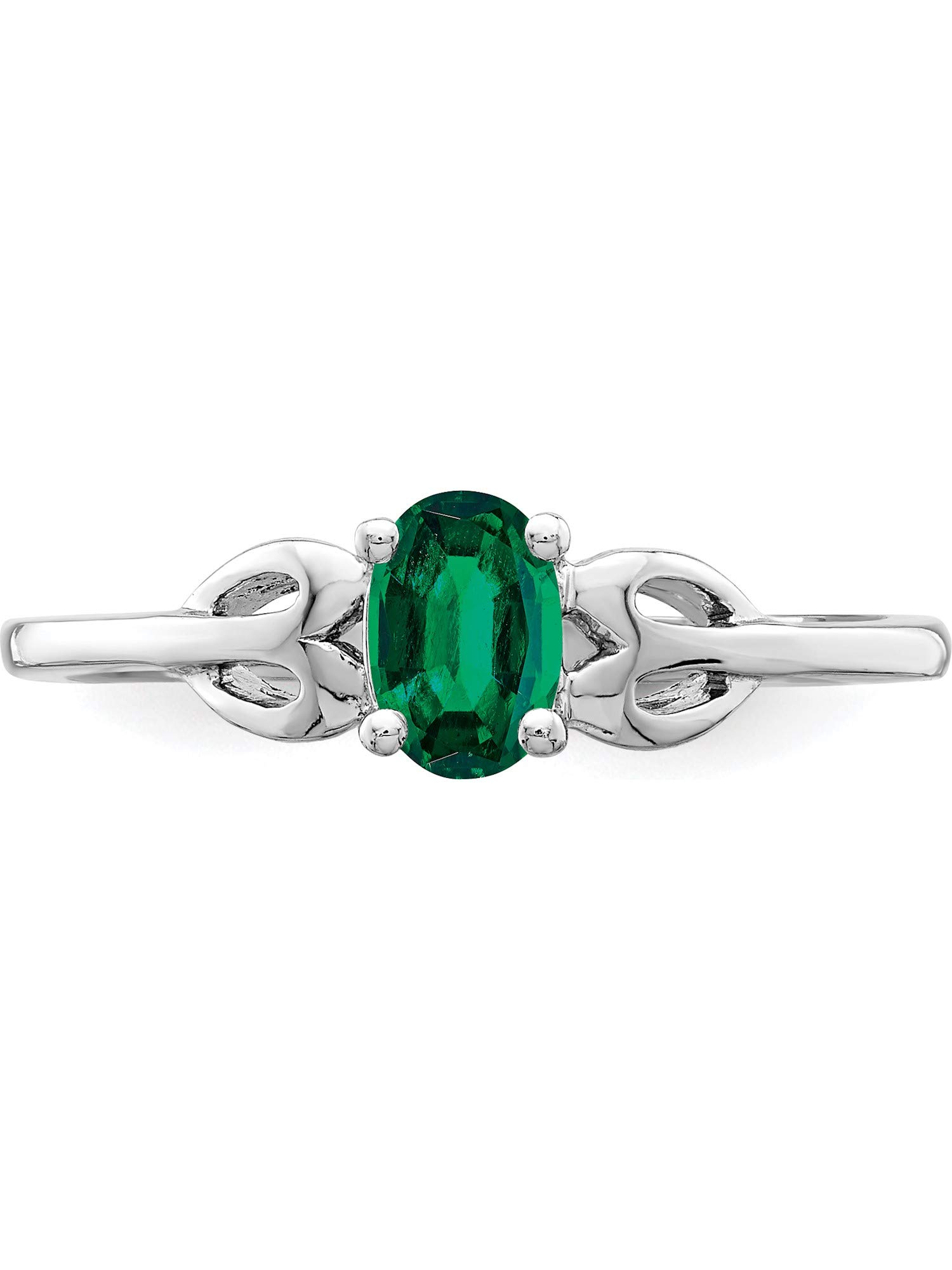 Sterling Silver Rhodium-Plated Emerald Ring for Women - Elegant Green Gemstone Jewelry Gift for Anniversary, Birthday & Special Occasions | Perfect for Everyday Wear, Date Night & Formal Events
