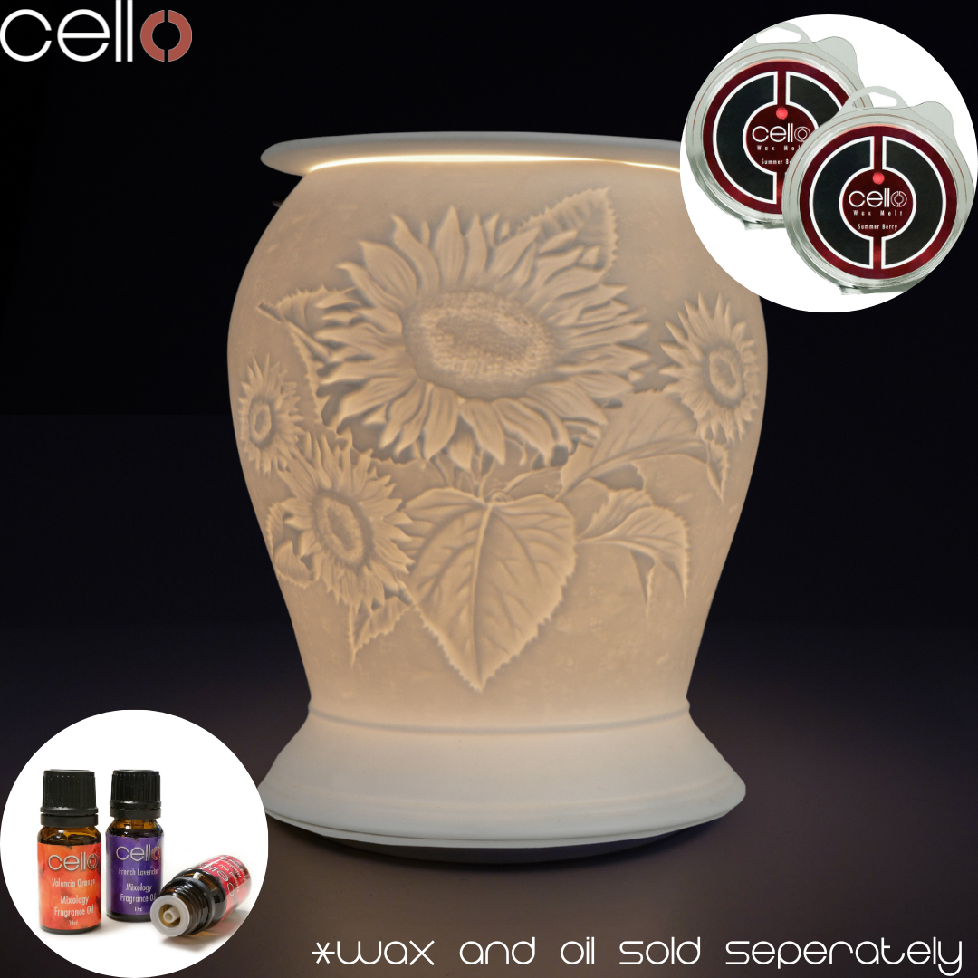 Premium Cello Electric Wax Warmer with Porcelain Barrel - Aromatherapy Diffuser for Home, Office, and Spa - Perfect for Relaxation, Stress Relief, and Creating a Cozy Ambiance in Summer