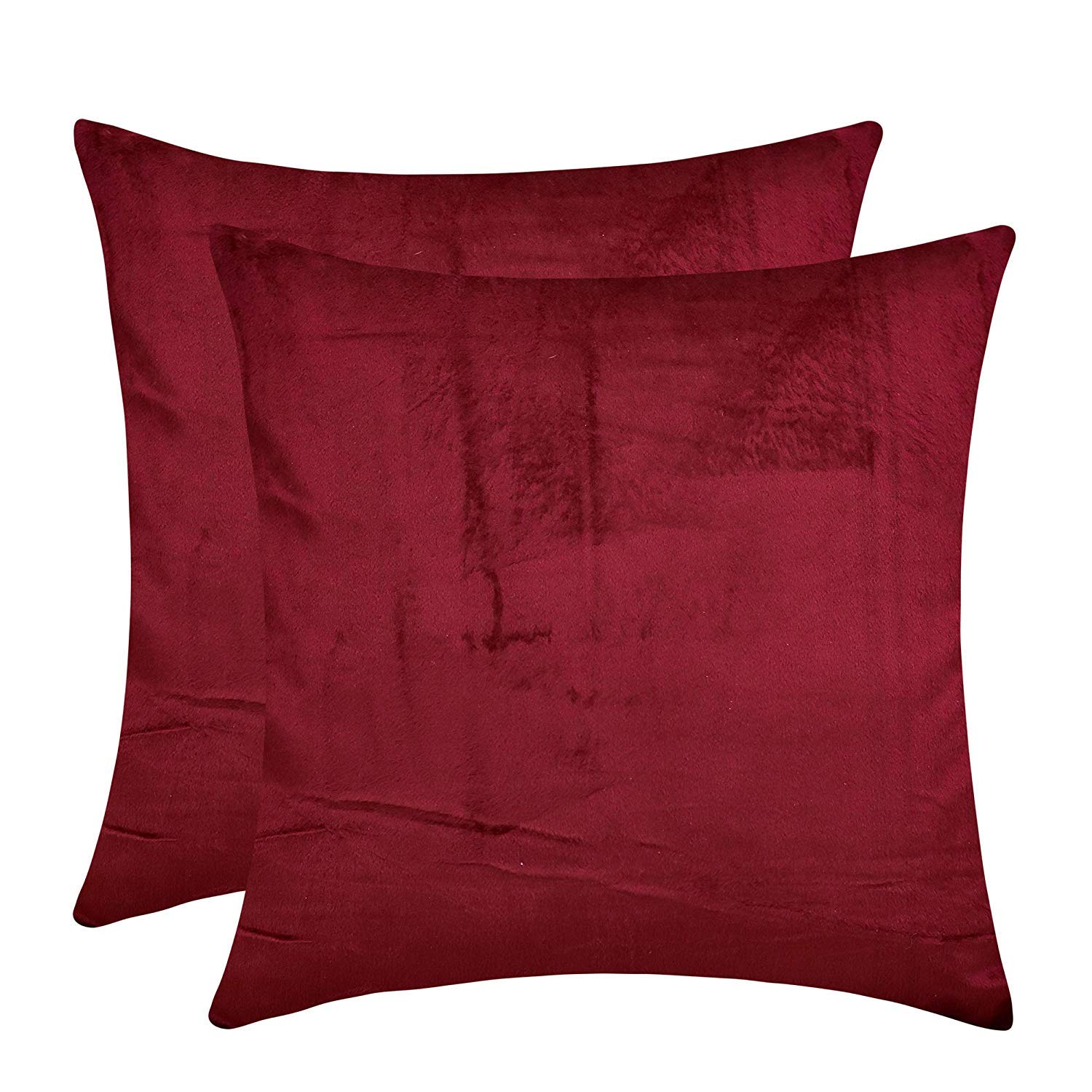 Luxury Burgundy Velvet Pillow Covers 20x20 Inch Set of 2 - Soft Faux Velvet Decorative Throw Pillow Covers for Sofa, Bed, Couch - Elegant Home Decor for Living Room, Bedroom, Office