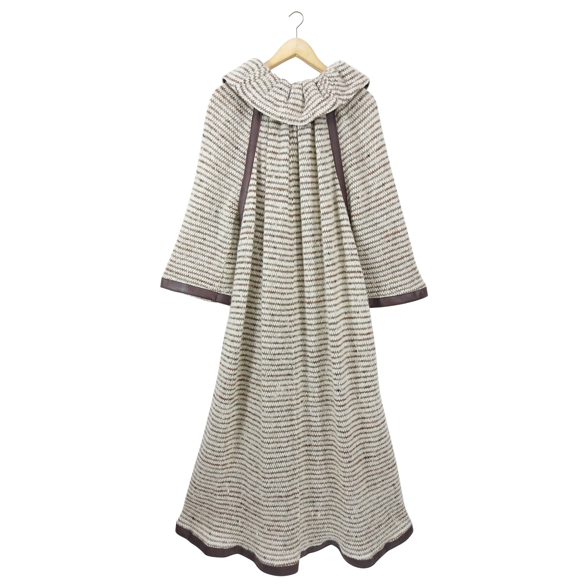 Vintage Christian Dior 1970s Brown Wool Knit Sweater Coat - Retro Fashion for Women, Fall Winter Layering & Stylish Outerwear