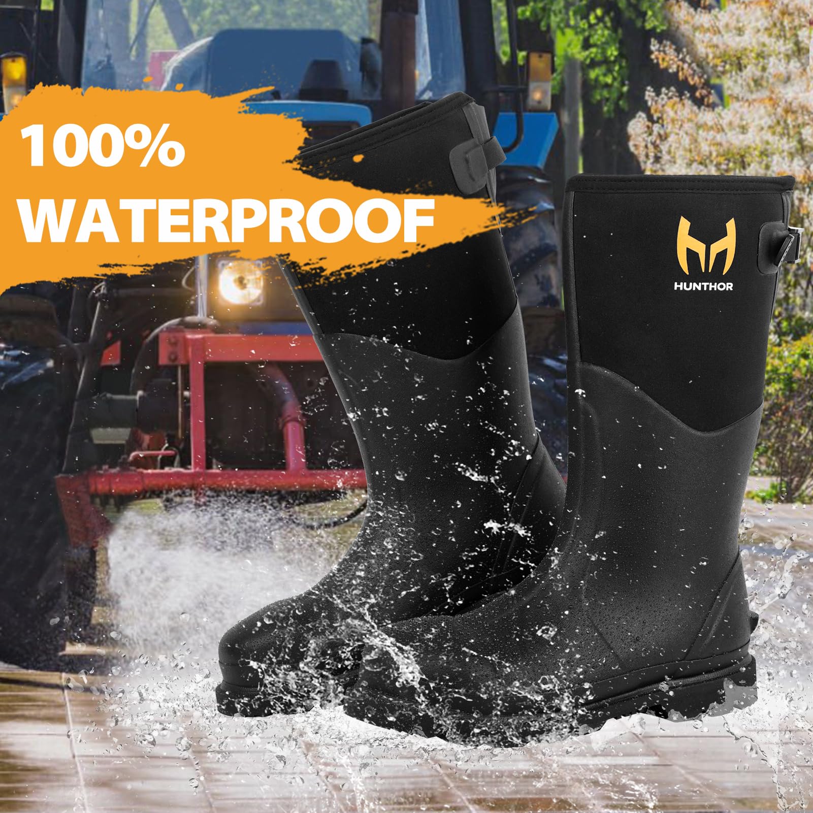 Steel Toe Rubber Work Boots - Waterproof, Insulated 6mm Neoprene Hunting Boots with Puncture-Proof Shank for Men | Farming, Construction, Gardening, Fishing & Outdoor Work | Durable Safety Footwear for Harsh Conditions (Sizes 6-14)