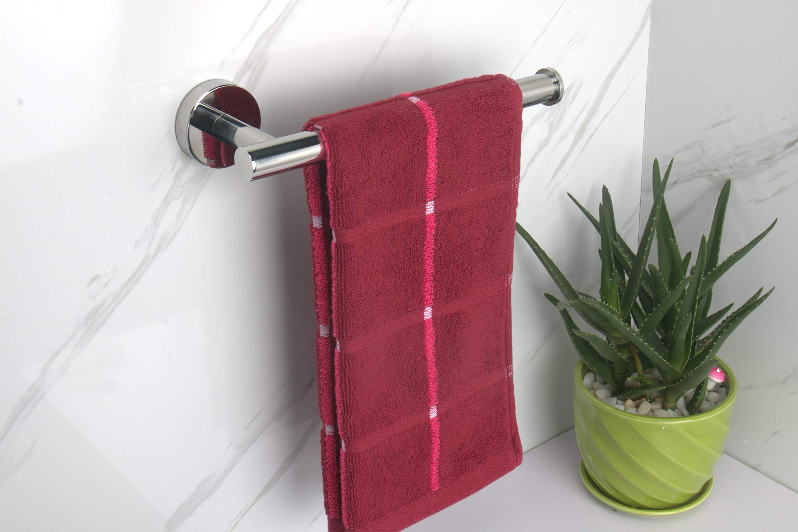 Premium TocTen 9Inch Stainless Steel Towel Holder - Thickened SUS304 Bathroom Towel Ring, Heavy Duty Wall Mounted Towel Rack for Kitchen & Bathroom (Polished Chrome) - Perfect for Spa, Guest Bath & Luxury Home Decor