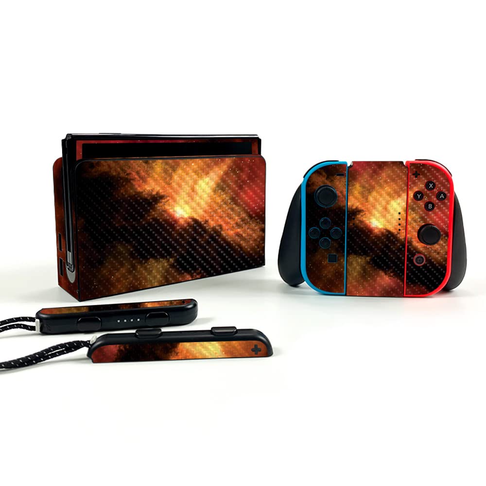 Premium Carbon Fiber Skin for Nintendo Switch OLED - Spacial Overload Design | Protective & Durable Textured Cover | Easy to Apply, Remove & Change Styles | Made in USA | Perfect for Gaming, Travel & Display Protection