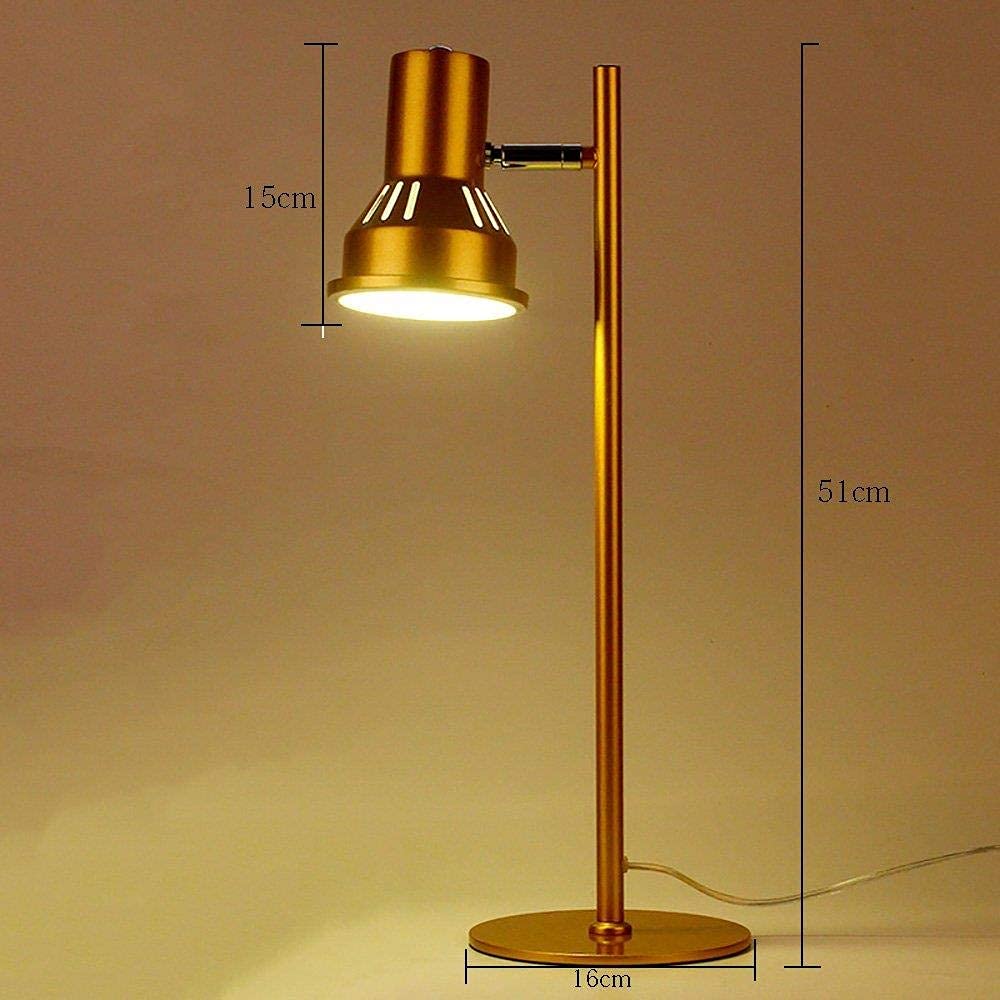 Modern Industrial Gold Iron Desk Lamp - Adjustable Study & Work Light for Home Office, Reading, and Workspace Decor