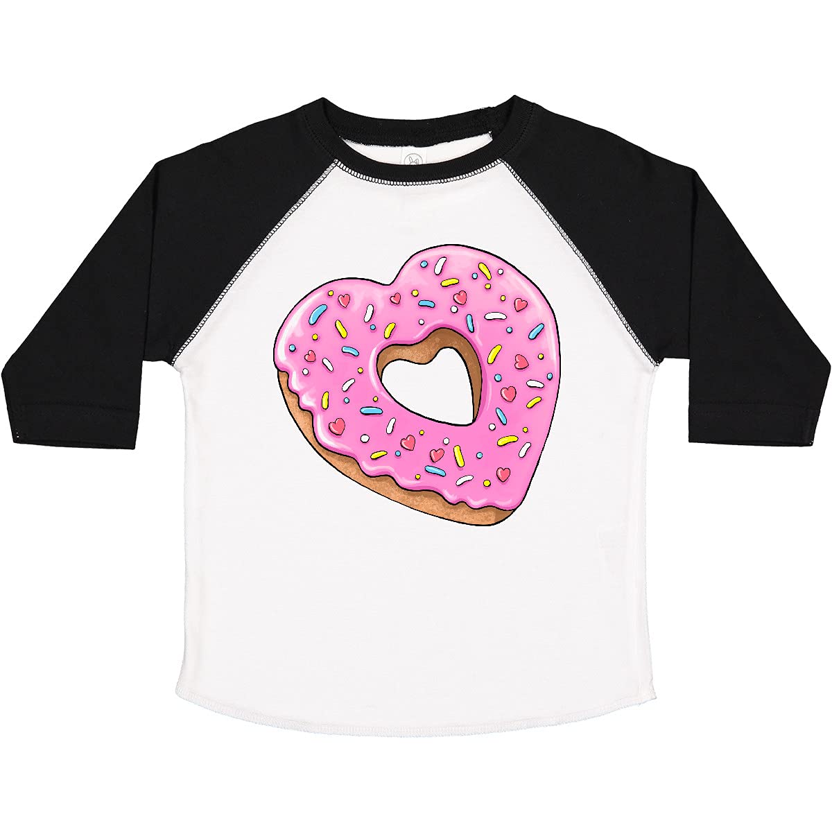 Inktastic Heart Shaped Donut with Pink Icing & Sprinkles Toddler T-Shirt - Cute Valentine's Day Outfit for Kids, Birthday Gift & Casual Wear