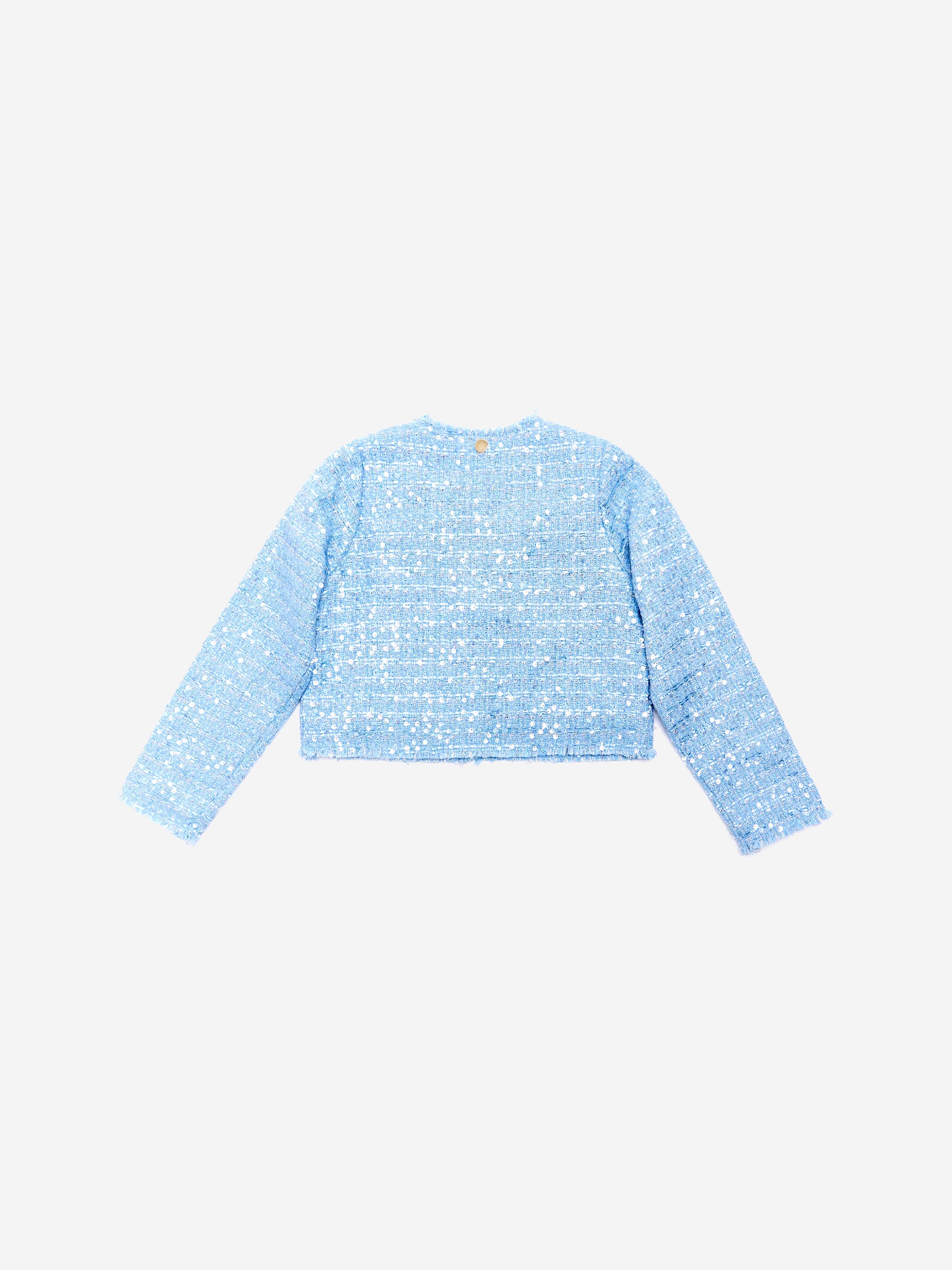BCBG Girls Blue Tweed Jacket - Stylish & Comfortable Blazer for School, Parties & Special Occasions