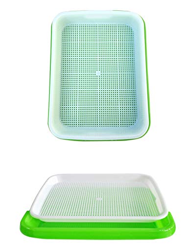 Organic BPA-Free Hydroponic Seed Sprouter Kit - 2 Pack Double Tier Grow Trays with Spray Bottle & 20 Grow Papers for Microgreens, Wheatgrass & Seed Germination - Perfect for Indoor Gardening, Healthy Eating & Urban Farming