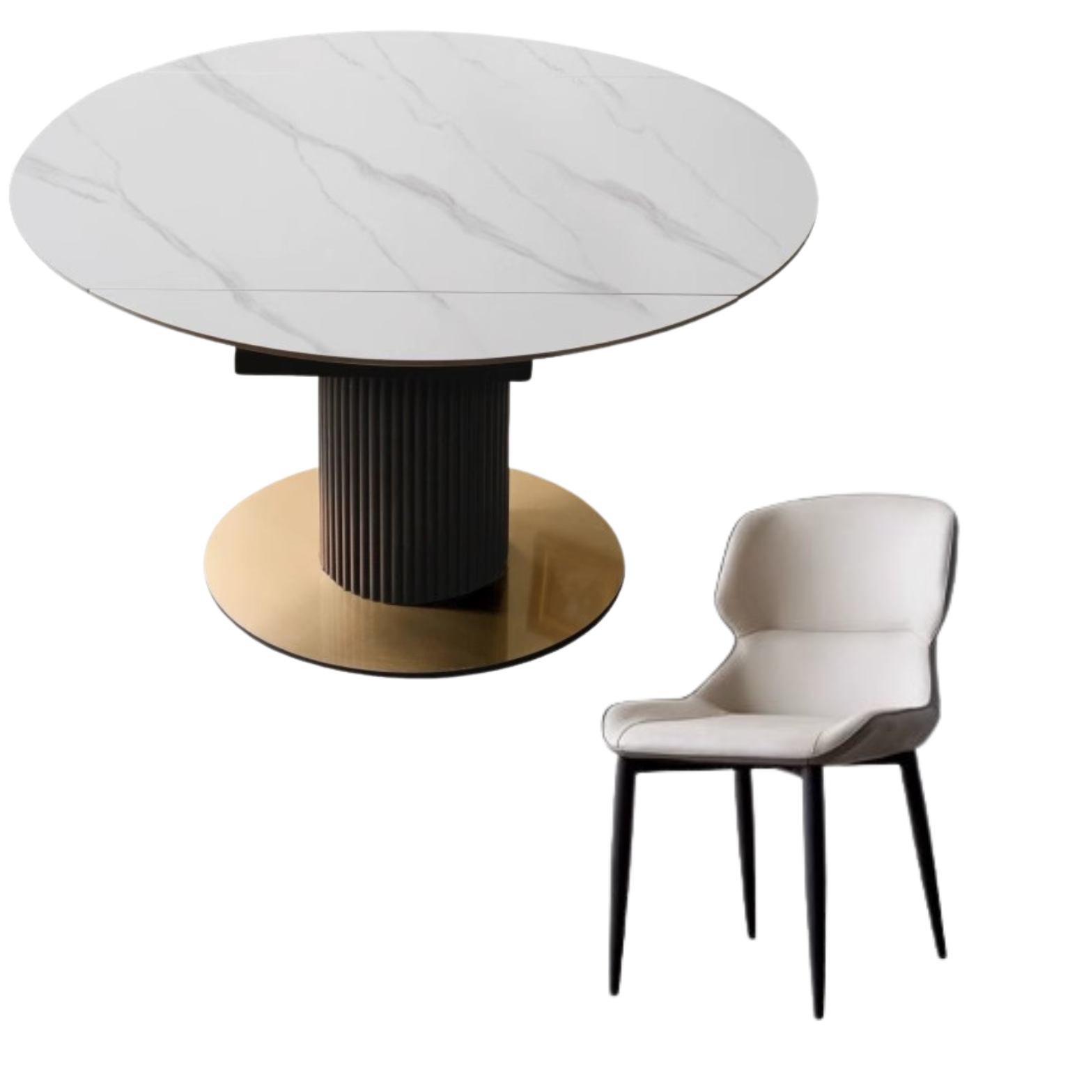out of stock 53.1x35.4-53.1x29.9 inch / 135x90-135x76 cm / White color / Rotating telescopic dining table