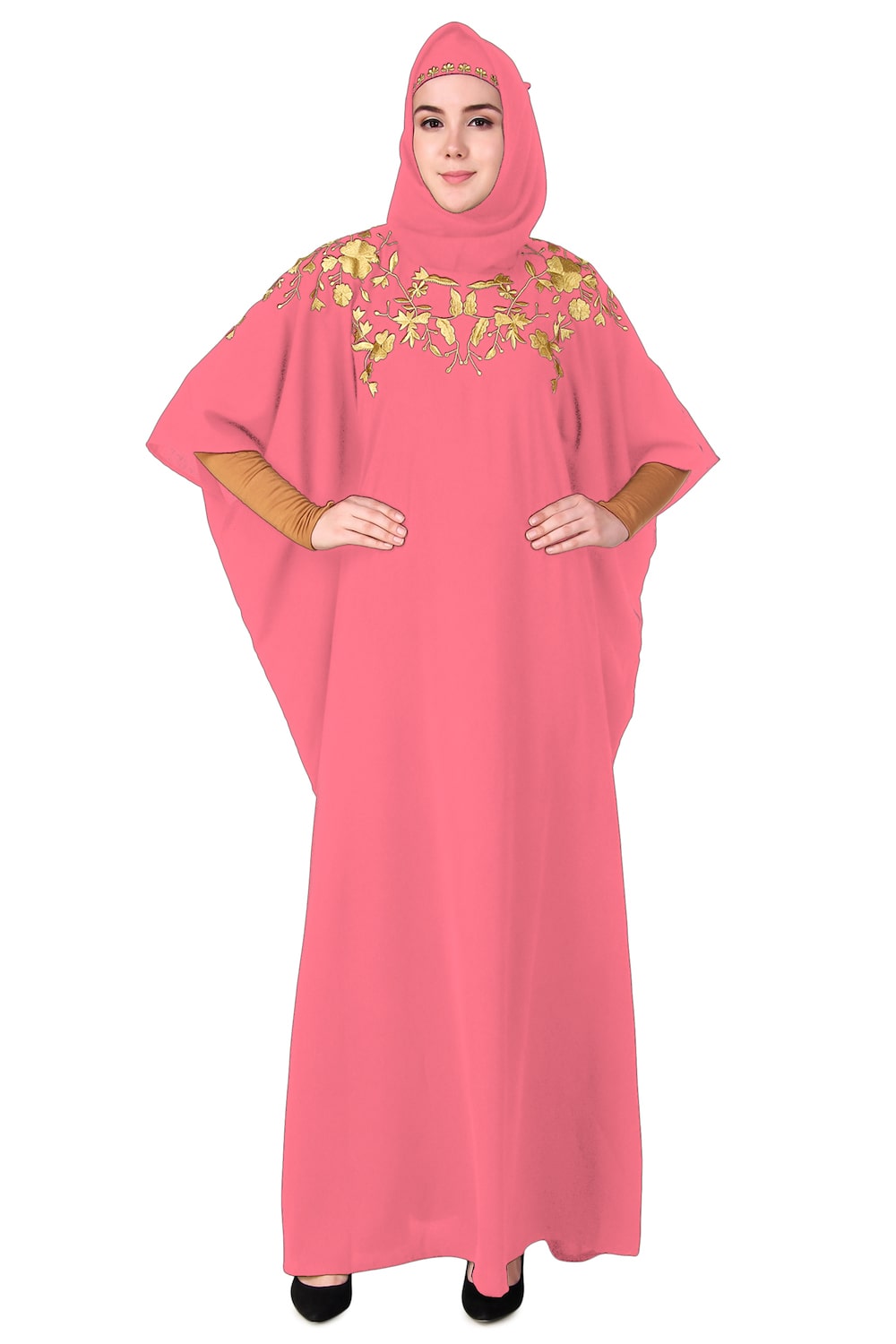 Exquisite Hand-Embroidered Floral Kaftan Dress for Women | Boho Chic Beach Cover Up | Perfect for Summer Vacations, Pool Parties & Resort Wear