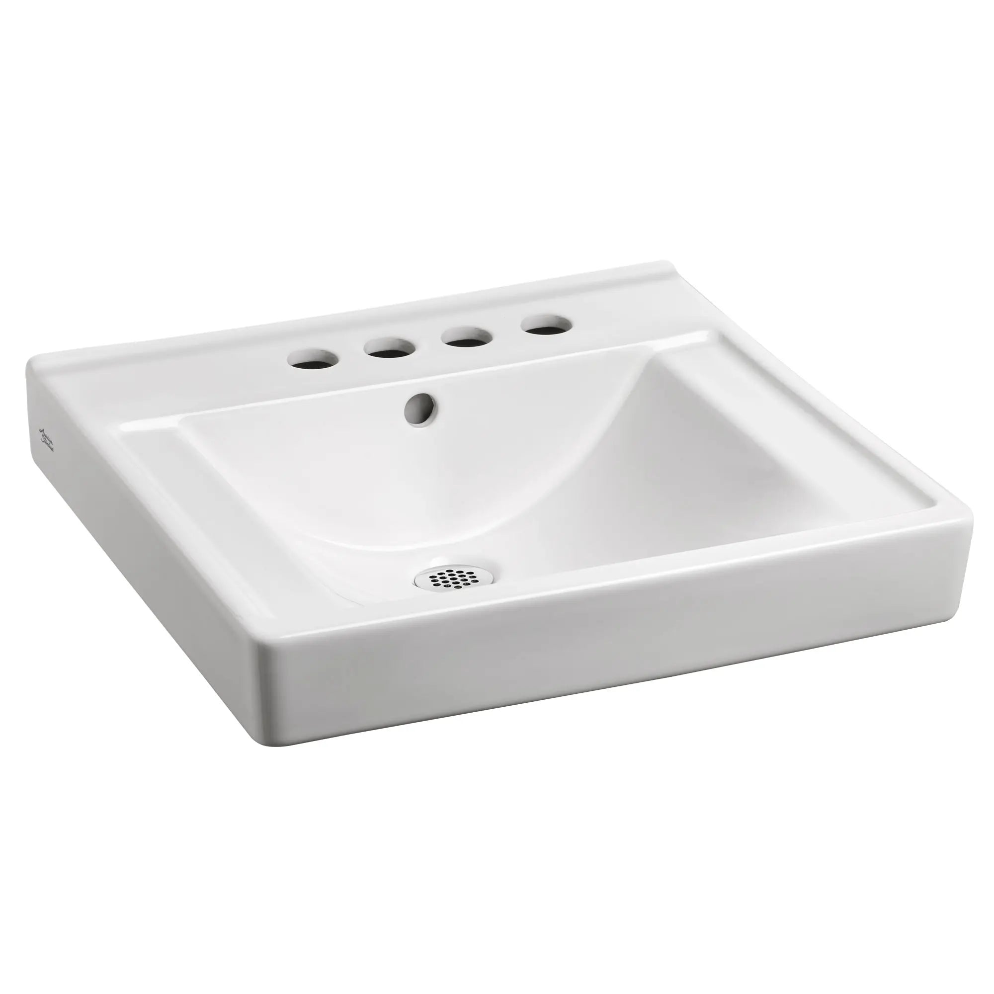 Decorum® Wall Mount EverClean® Bathroom Sink with 4-Inch Centerset Faucet and Extra Right Hand Hole - Perfect for Small Bathrooms, Powder Rooms, and Space-Saving Vanities