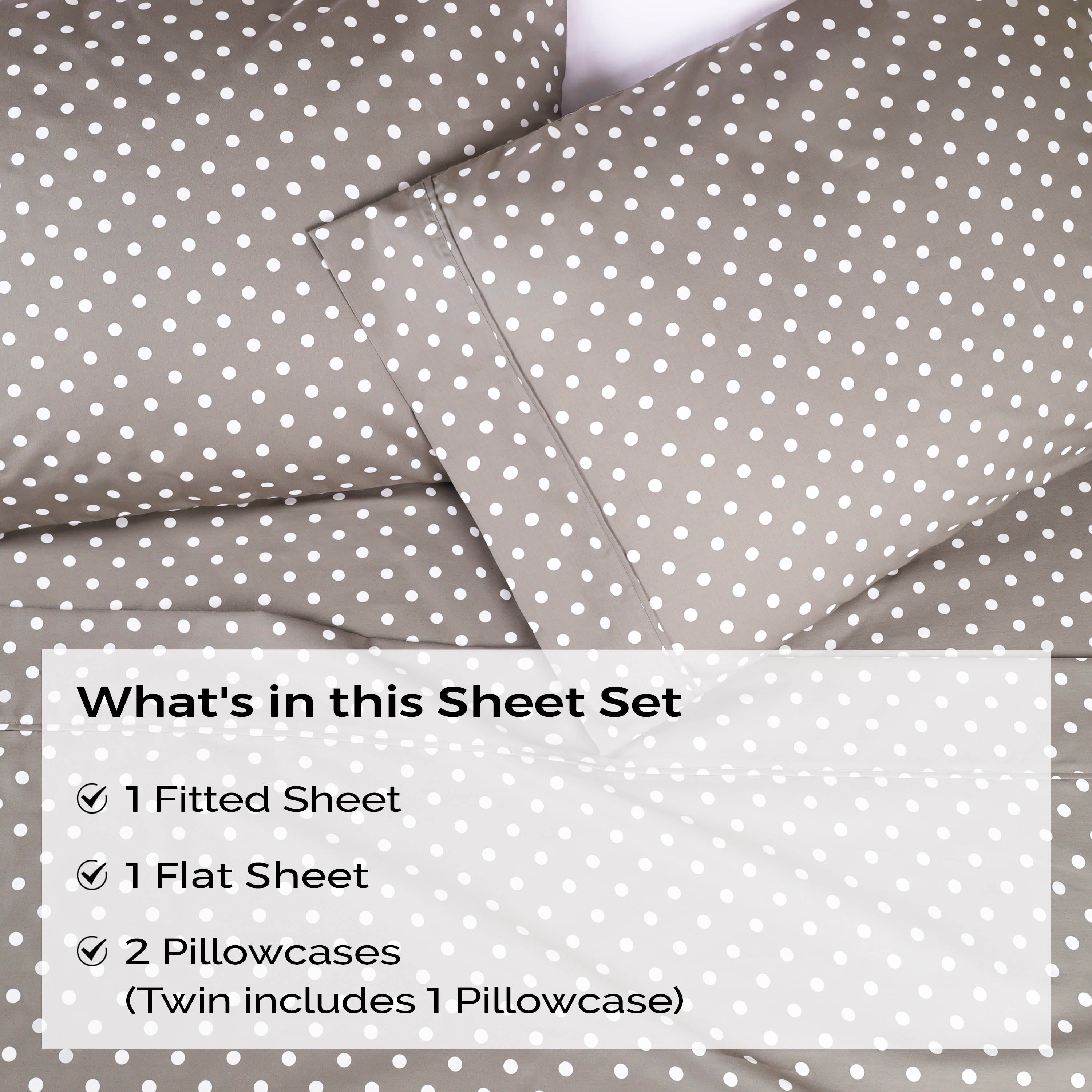 Polka Dot 600 Thread Count Cotton Blend Deep Pocket Sheet Set - Queen Size Bed Sheets for Comfortable Sleep - Perfect for Master Bedroom, Guest Room & Dorm