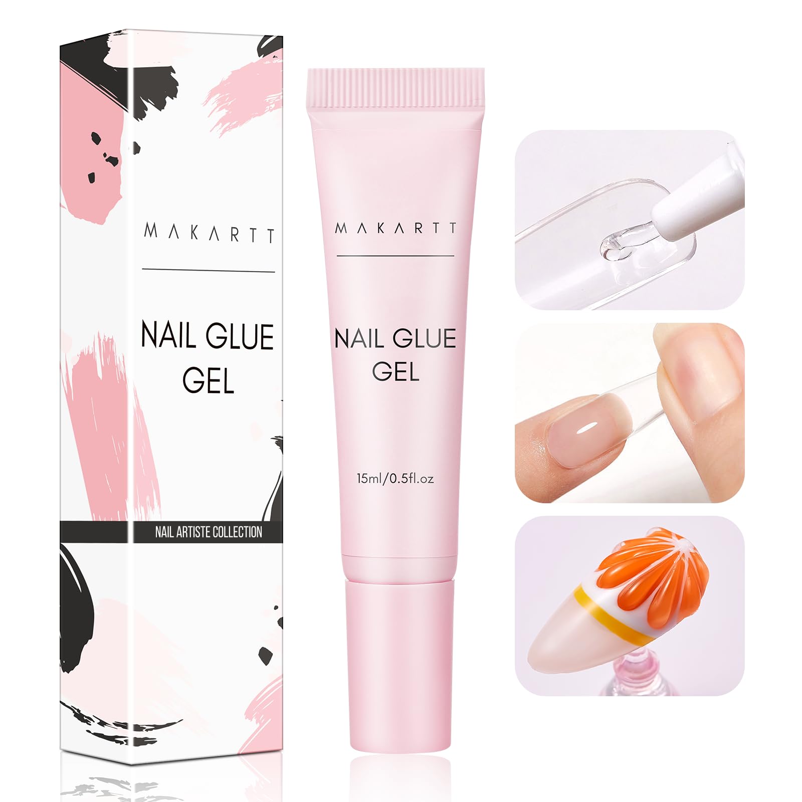 Makartt Gel Nail Glue - 15ML Strong Adhesive for Press on Nails, Soft Gel Tips & Nail Charms | Professional Rhinestone Glue | Requires UV/LED Nail Lamp | Perfect for Salon, Home Manicures & Nail Art Designs