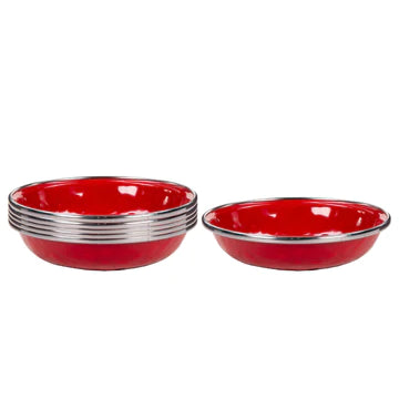 Premium Red Enamelware Tasting Dishes - Set of 6 (4.25 Inch) - Durable Porcelain Appetizer Plates for Tapas, Sushi, Desserts & Party Serving