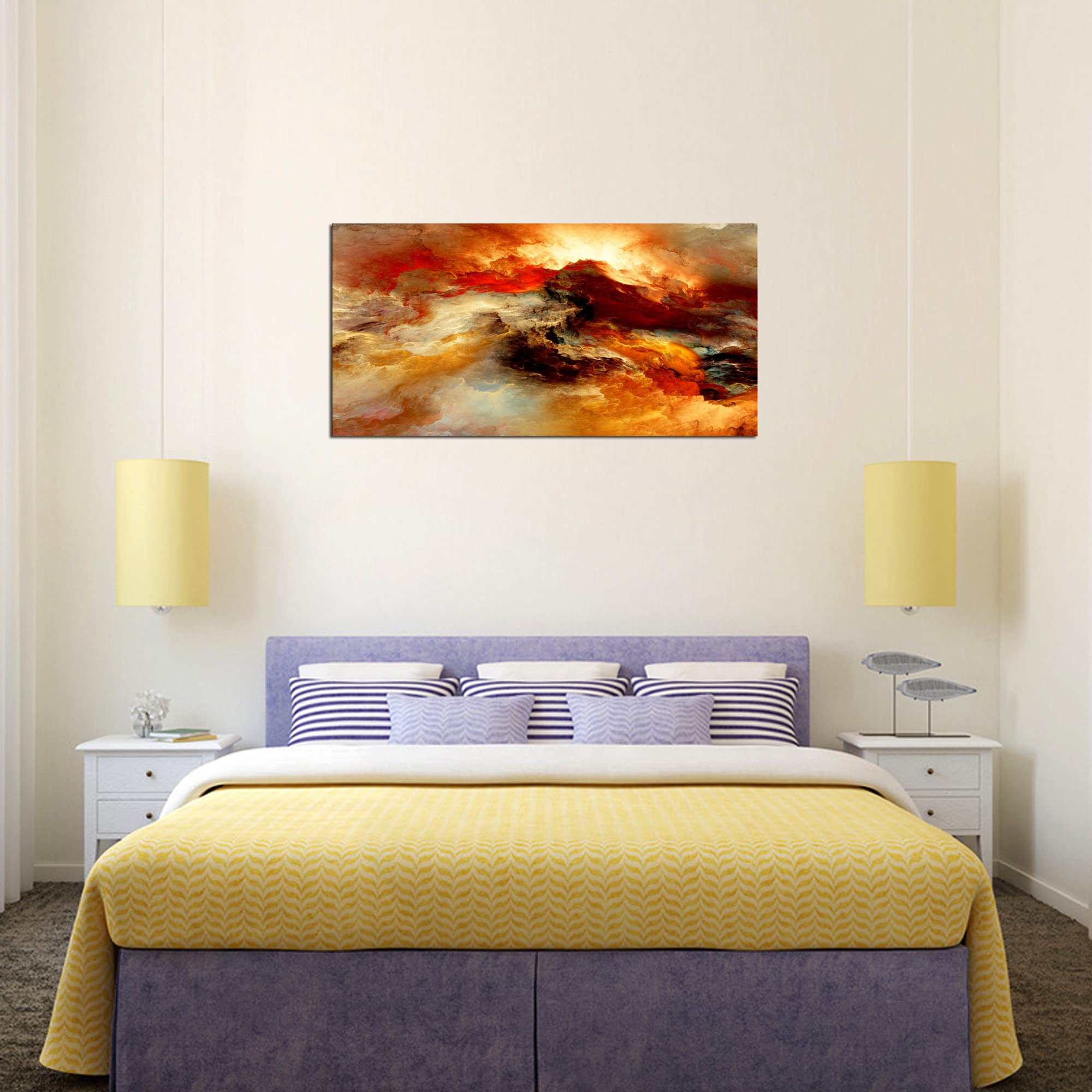 Abstract Orange Flow Canvas Wall Art - Framed Ready to Hang Painting for Living Room, Bedroom, Kitchen & Office Decor | Modern Home Wall Decor for Contemporary Spaces