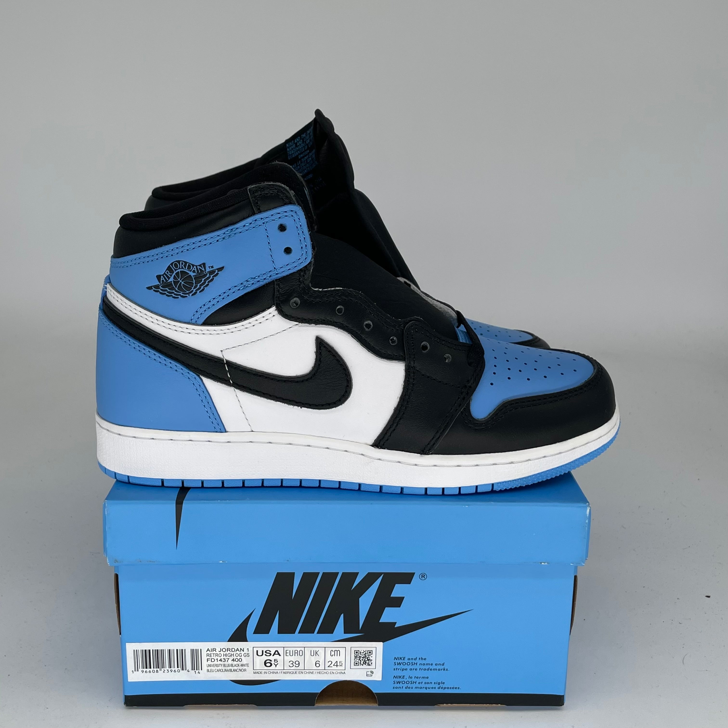 AIR JORDAN 1 UNC TOE Sneakers - Size 6.5Y (FD1437-400) - Authentic Basketball Shoes for Men & Women - Perfect for Sports, Streetwear & Casual Outfits