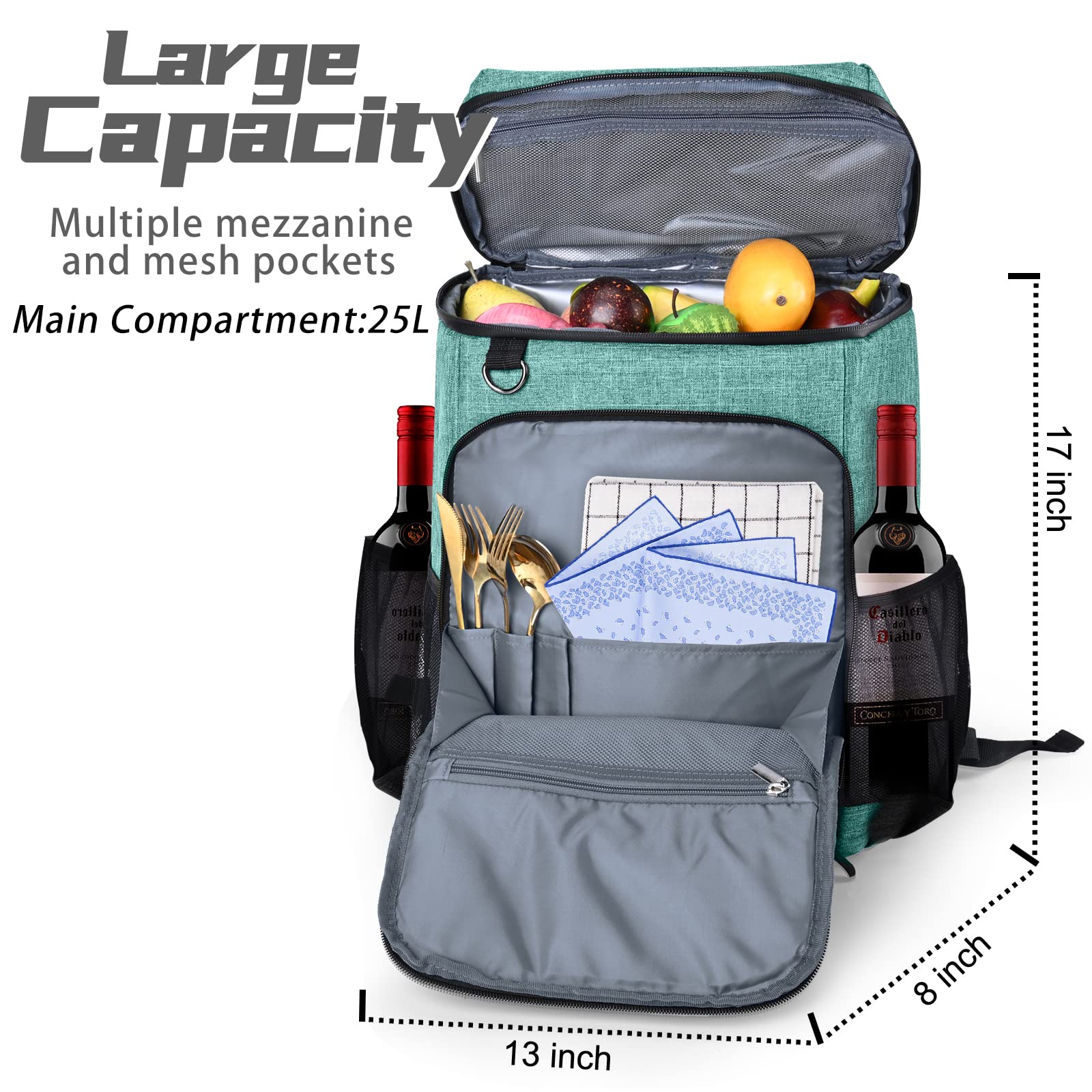 Insulated Cooler Backpack 25L - Leakproof for Camping & Picnics