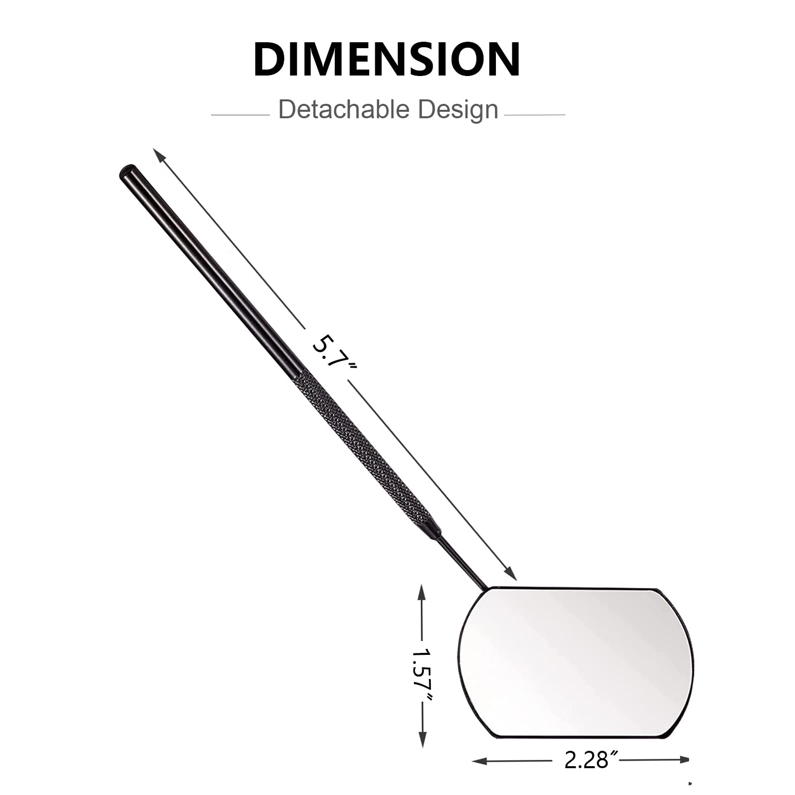 Professional Detachable Stainless Steel Black Eyelash Extension Mirror - Perfect for Lash Artists & DIY Makeup - Salon, Home & Travel Use