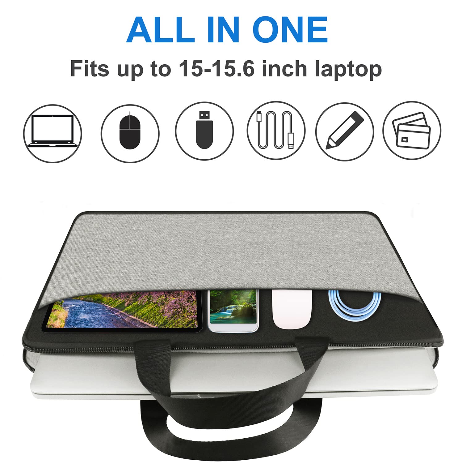 Premium 15.6 Inch Laptop Sleeve Case - Shockproof Protective Cover for 15-15.6