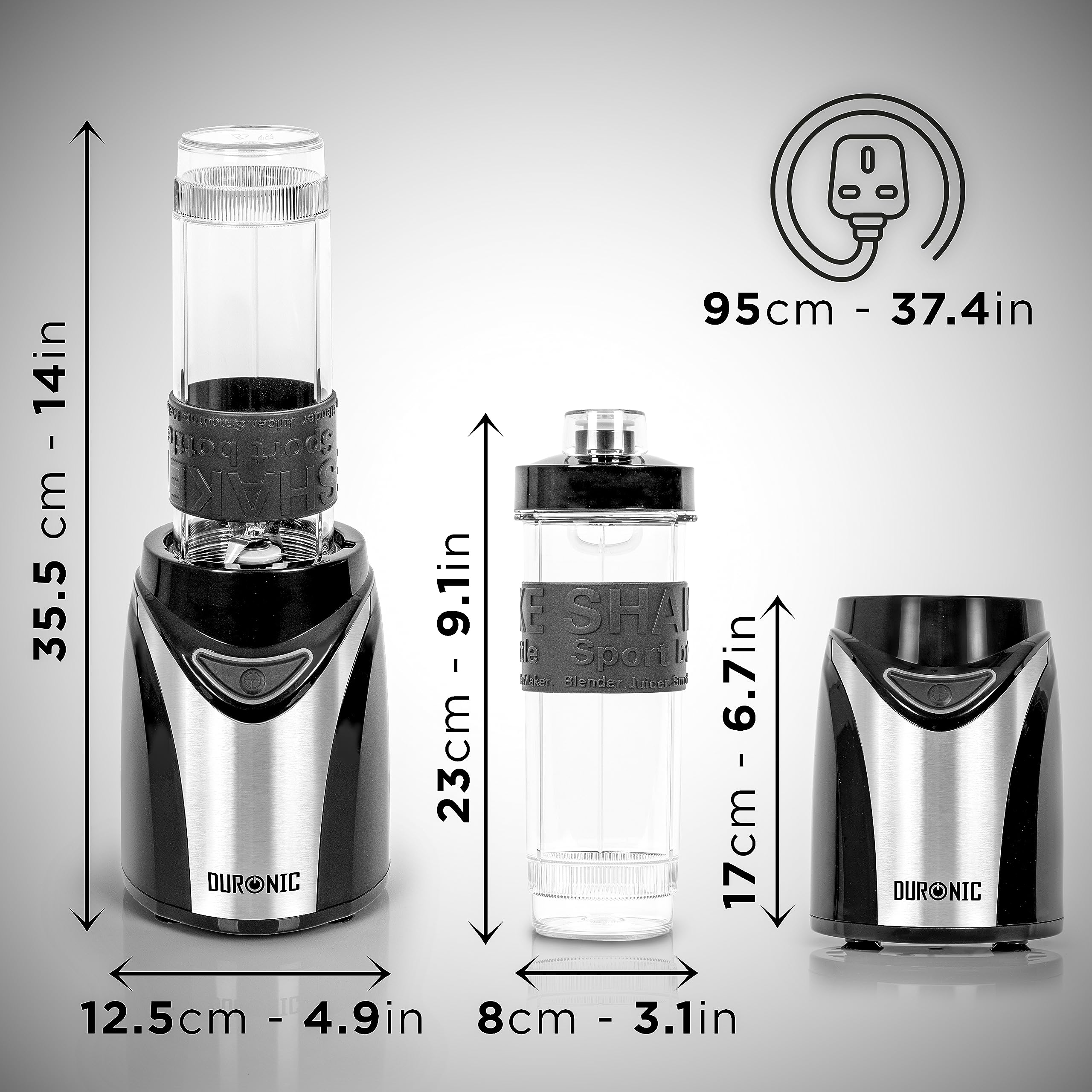 Duronic BL530 Mini Portable Electric Blender - Personal Smoothie Maker for Protein Shakes, Baby Food, Juices & Milkshakes | Compact Kitchen Blender for Travel, Gym, Home & Office Use