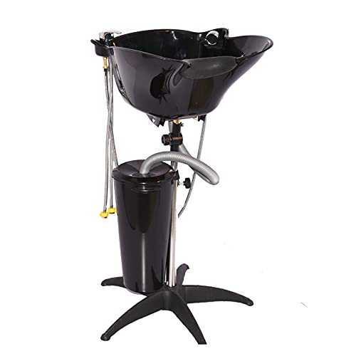 KAVANNA Portable Shampoo Bowl with Drain, Sprayer Hose & Bucket | Adjustable Hair Washing Basin for Salon, Home & Mobile Services | Black Salon Sink 18x18x18 Inches | Perfect for Hairdressers, Pet Grooming & Bedridden Patients