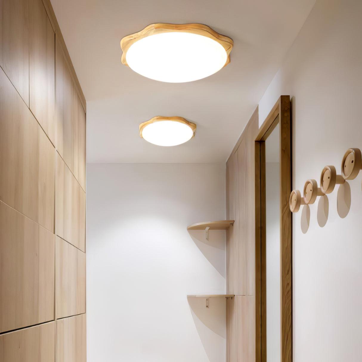 Modern Wooden Drum Ceiling Light Fixture - Handcrafted Natural Wood Pendant Lamp for Living Room, Bedroom, Dining Room & Office Lighting