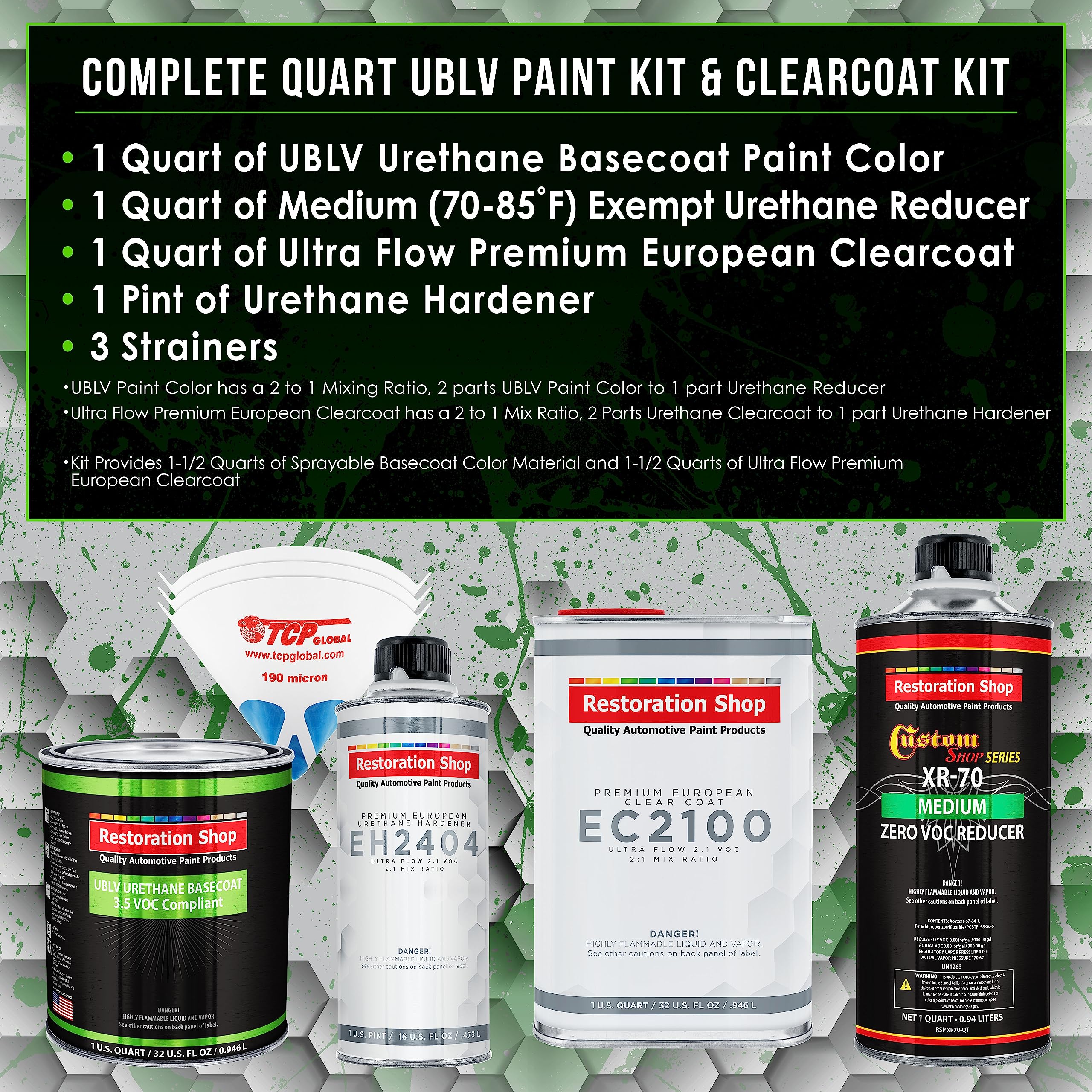 Restoration Shop Regal Red Low VOC Urethane Basecoat with European Clearcoat - Complete Quart Automotive Paint Kit for Cars, Trucks & Motorcycles - Professional Auto Body Repair & Custom Paint Jobs