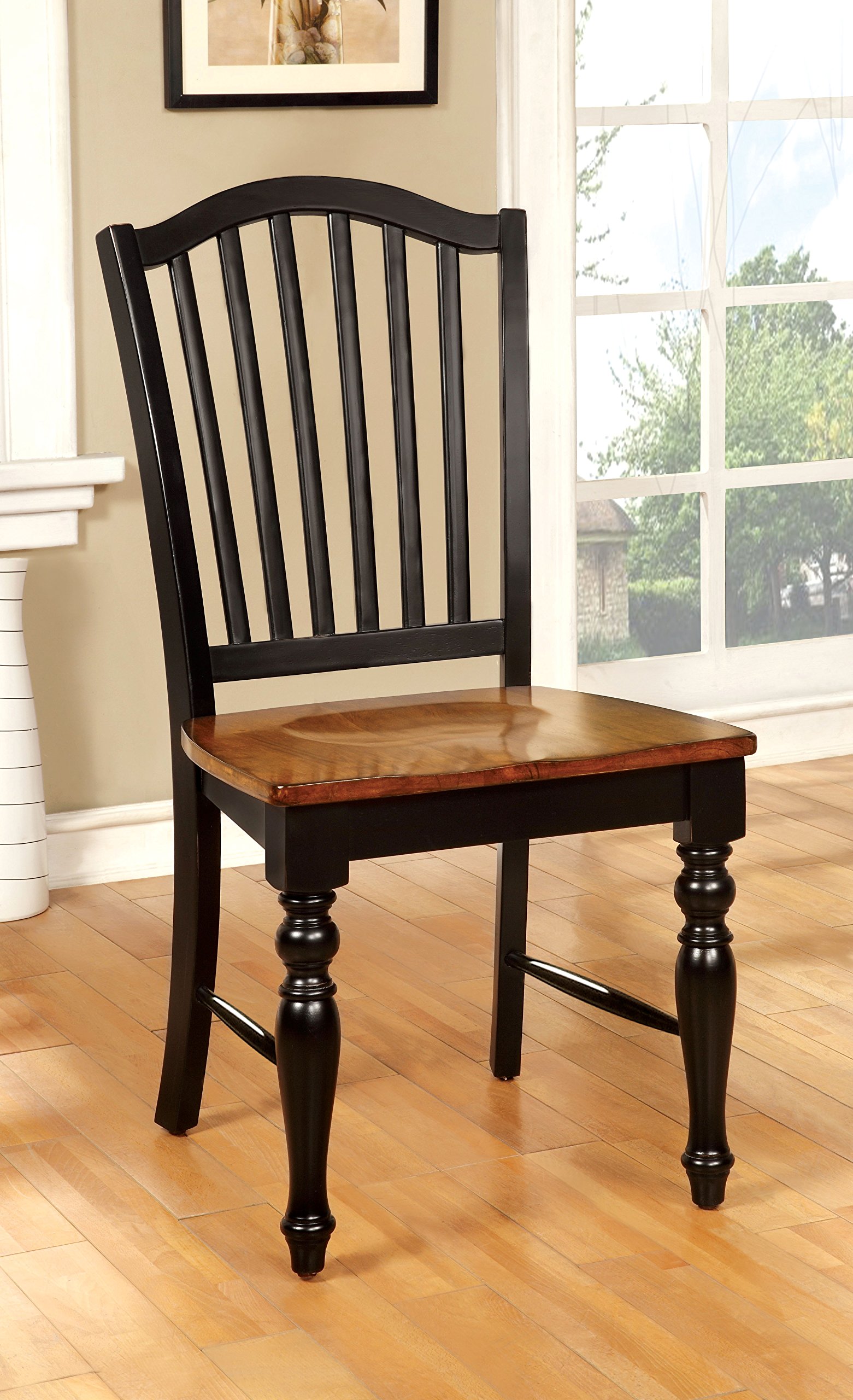 Antha Dining Chair by Furniture of America - Modern Black Wooden Dining Room Chair for Kitchen, Dining Table, and Home Decor