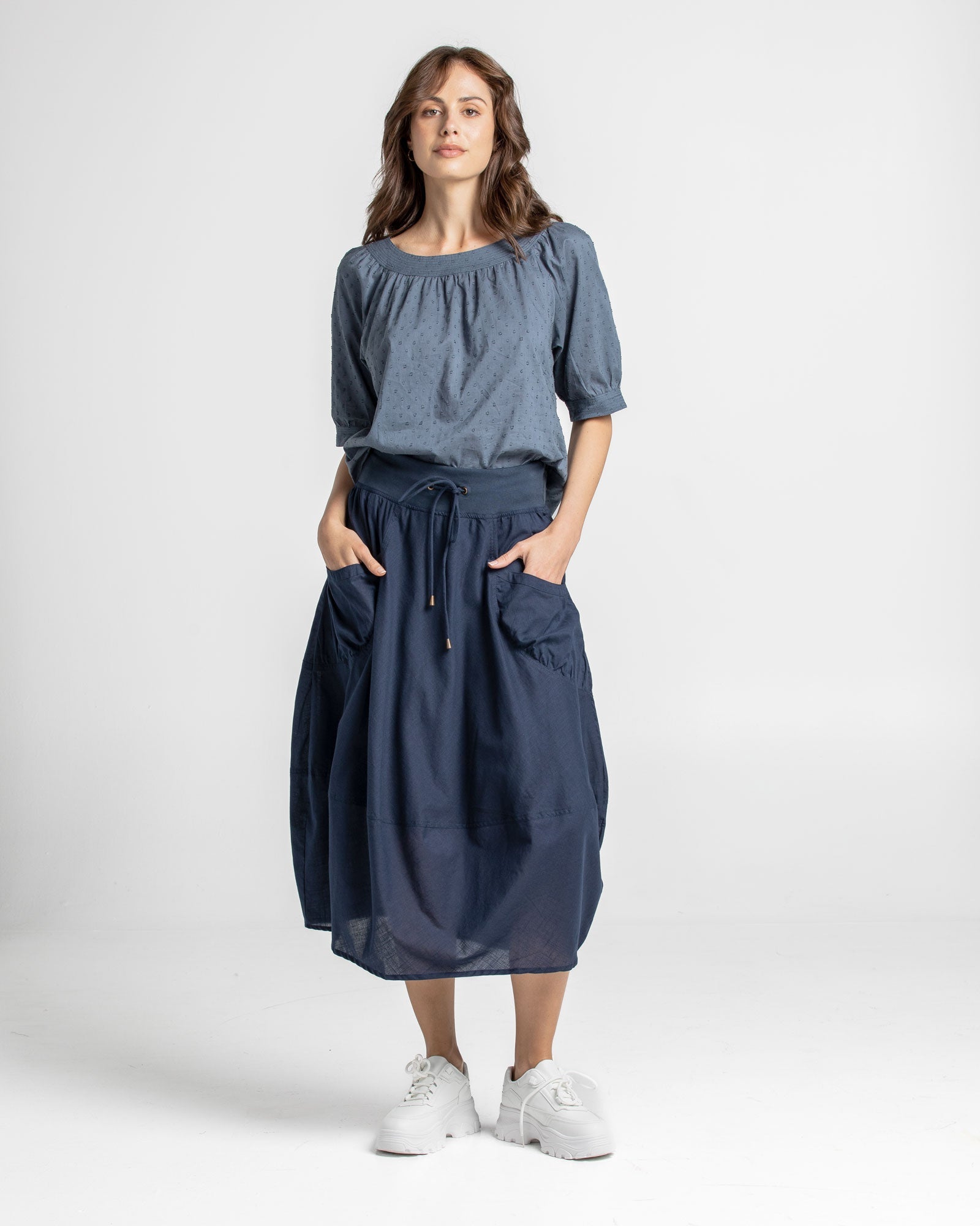 Boom Shankar Guru Skirt Navy - Bohemian Flowy Skirt for Women, Comfortable & Stylish Yoga Skirt for Festivals, Beach, and Casual Wear
