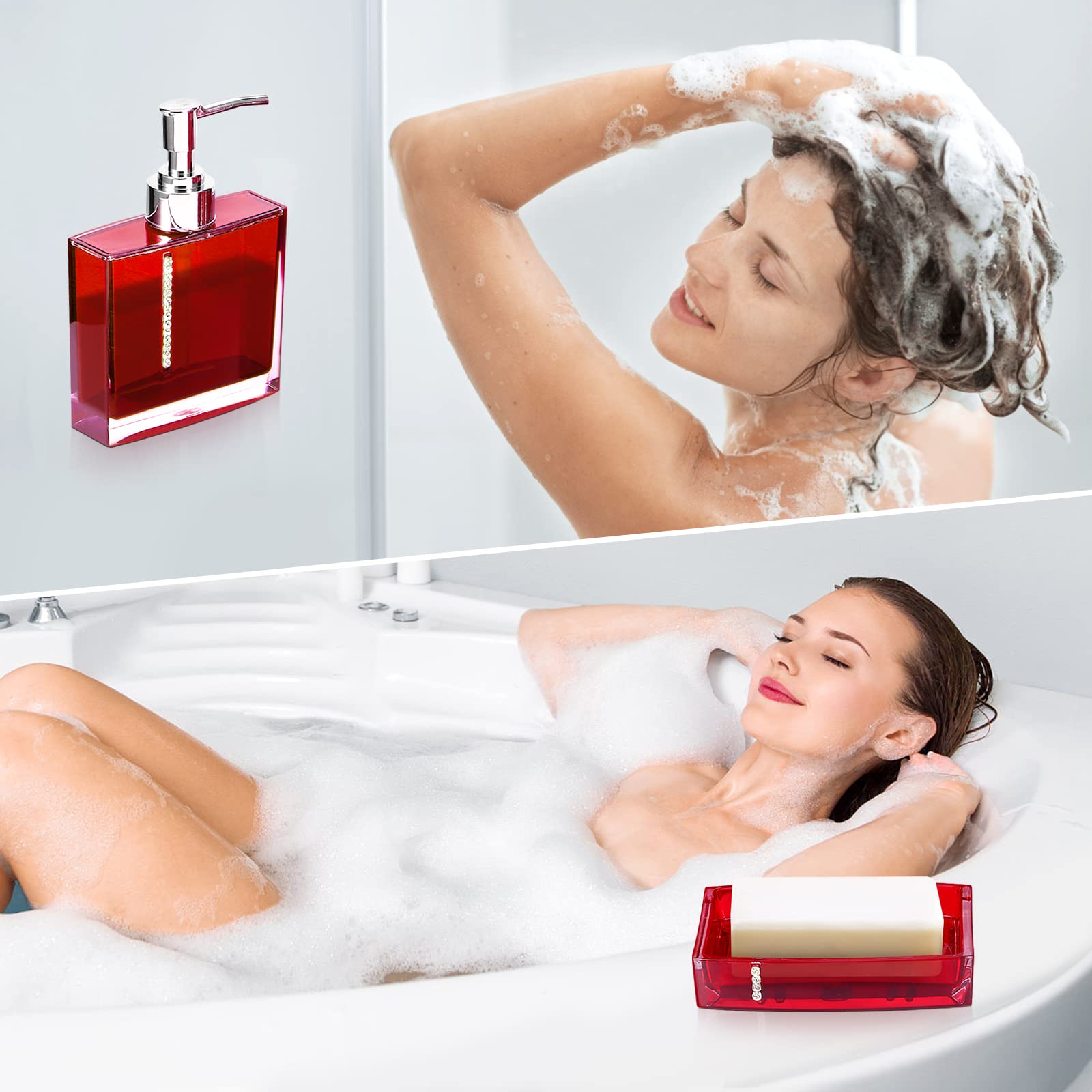 5-Piece Acrylic Bathroom Accessory Set - Toothbrush Holder, Cup, Soap Dispenser, Toilet Brush & Trash Can - Modern Bathroom Decor for Home & Hotel Use