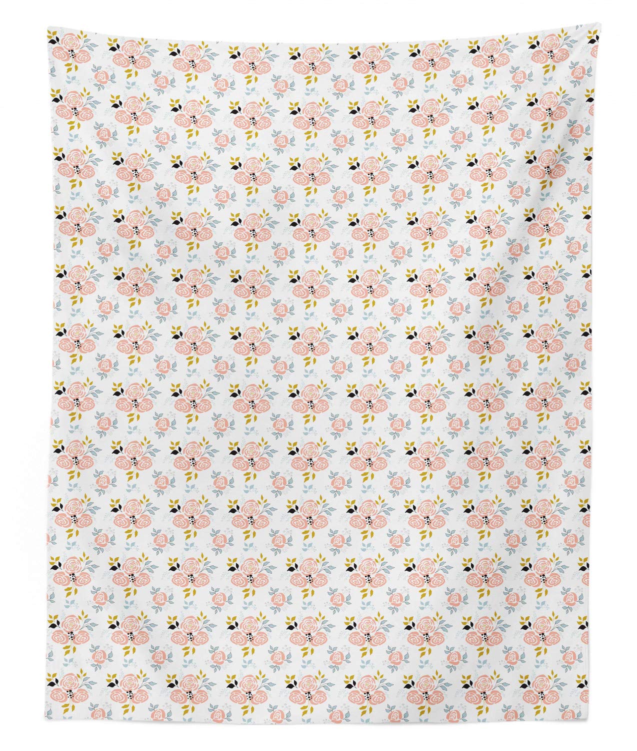 Ambesonne Floral Tapestry Twin Size - Abstract Minimalist Flower Wall Hanging for Bedroom Decor, 68x88 Inch Blush White Fawn | Perfect for Boho Chic Room, Dorm Decor & Living Room Wall Art