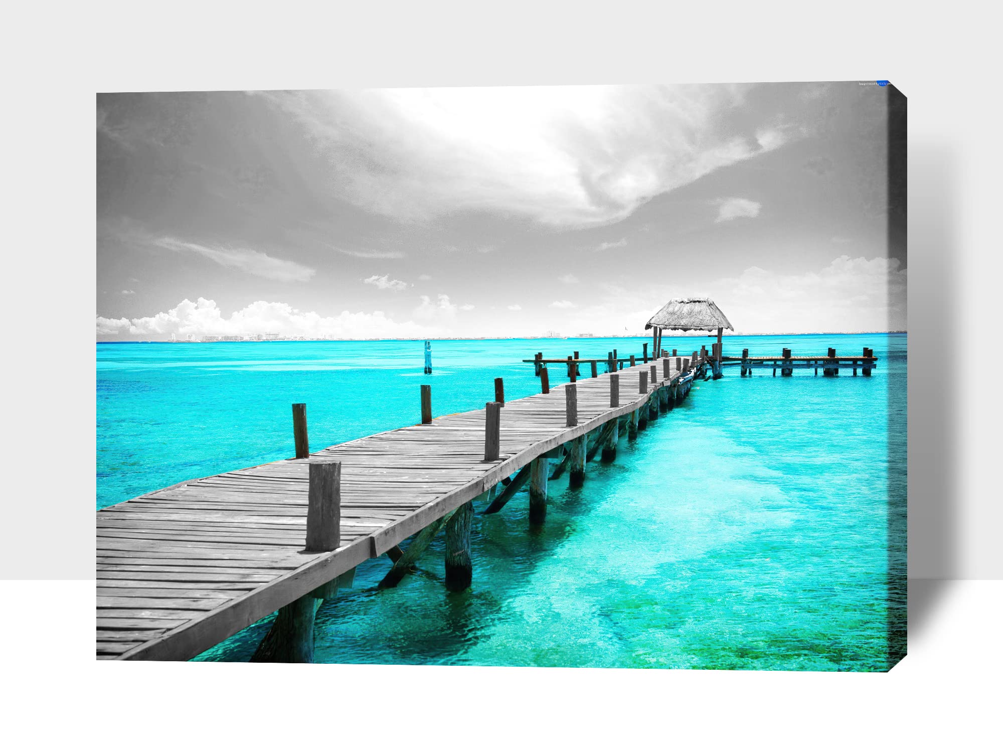 GUTTATY Beach Canvas Wall Art - Ocean & Coastal Print for Bathroom, Living Room, Bedroom Decor - Framed Seascape Painting 18x24 Inches - Perfect for Beach House, Vacation Home or Coastal-Themed Interior Design