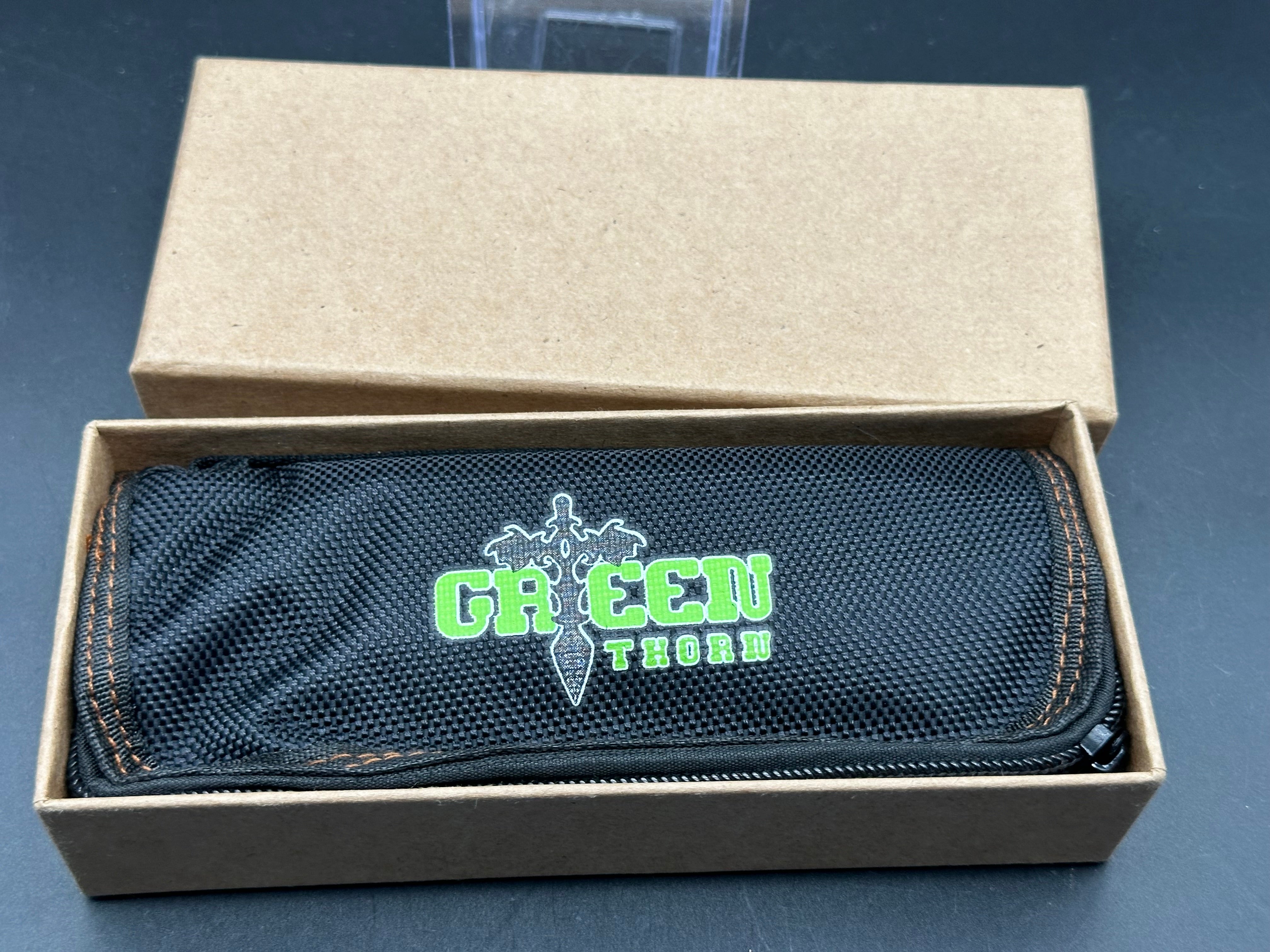 Green Thorn Talon Folding Knife - Grey Milled Titanium Frame, Custom Anodized Hardware, Upswept Blade, Stonewash M390 Steel - EDC, Outdoor, Camping, Survival Gear