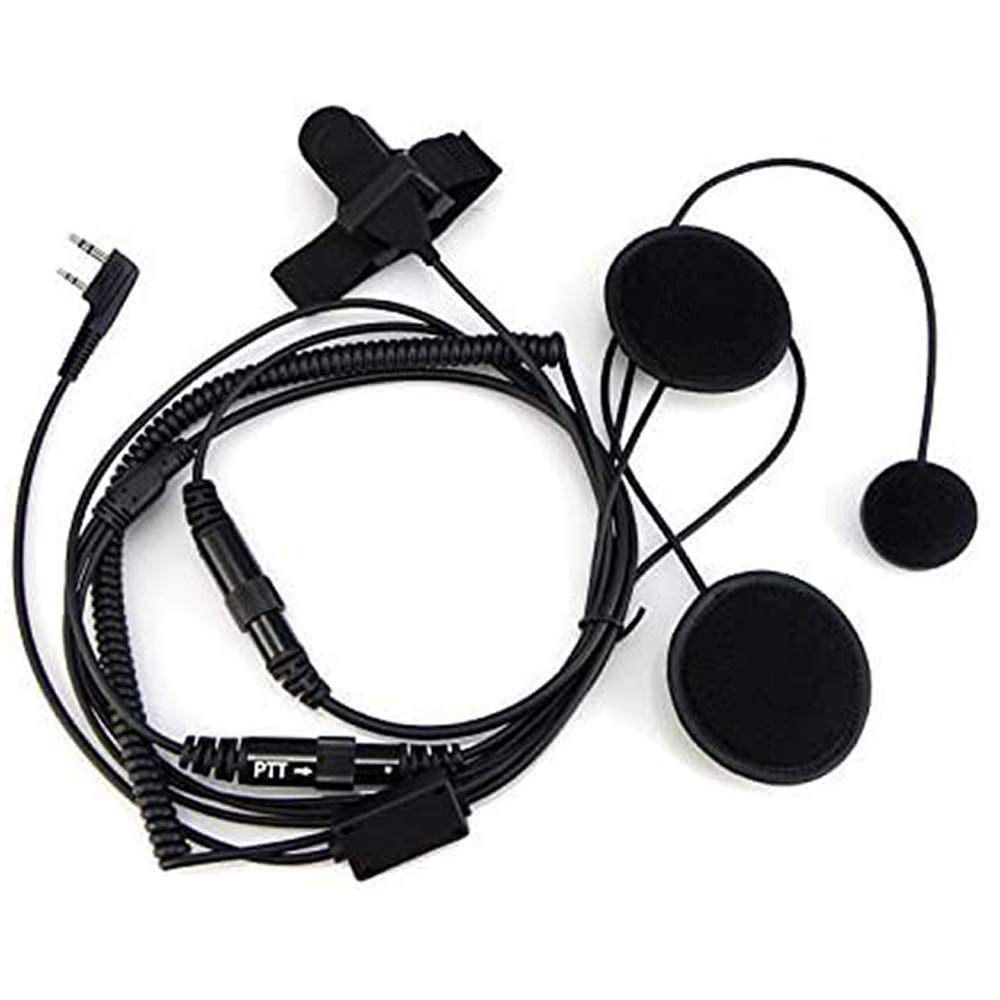 BAOFENG Full Face Motorcycle Helmet Headset Kit - 2 PIN Earpiece Mic Compatible with Kenwood, Wouxun, Puxing, Linton Two-Way Radios & Walkie Talkies (Black) - Ideal for Motorcycle Riders, Group Rides, and Adventure Tours