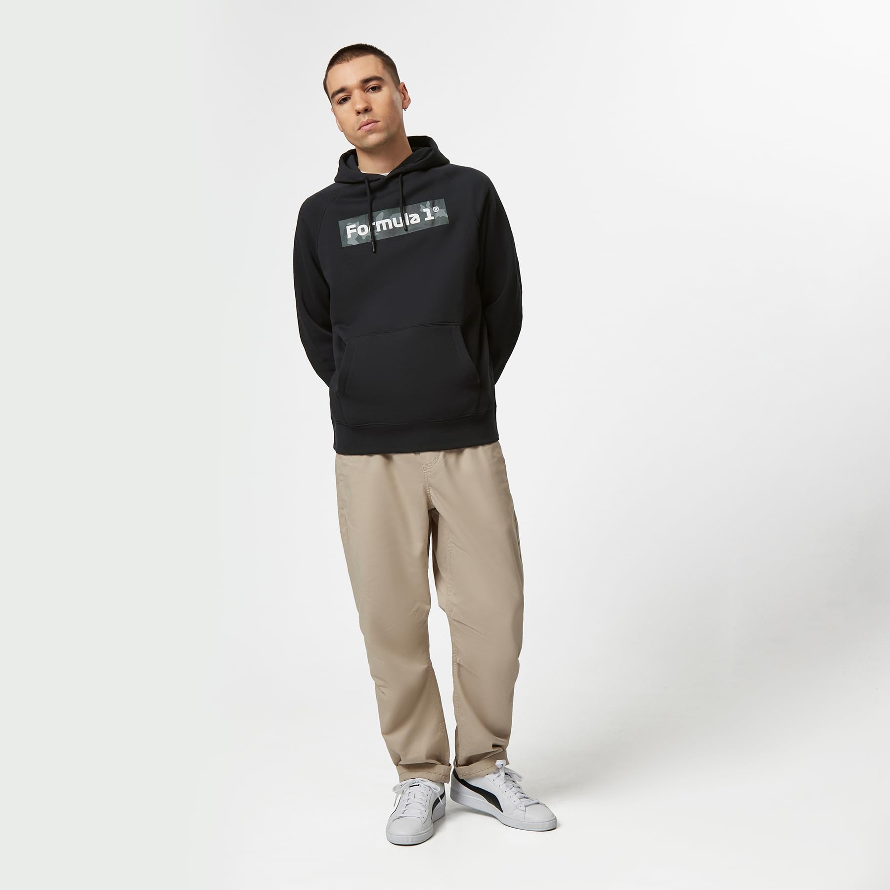 Fuel For Fans Formula 1 Collection - F1 Camo Hoodie Sweatshirt for Men & Women - Black - Perfect for Racing Fans & Casual Streetwear