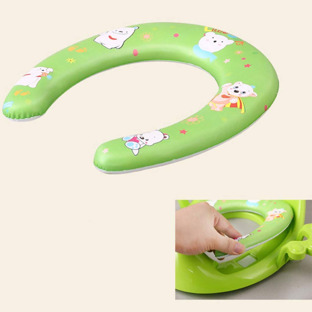 Universal Baby Toilet Training Seat for Boys & Girls Ages 1-8 - Portable, Adjustable, Non-Slip Children's Potty Seat Cushion with Easy-Grip Handles | Home & Travel Use | Green