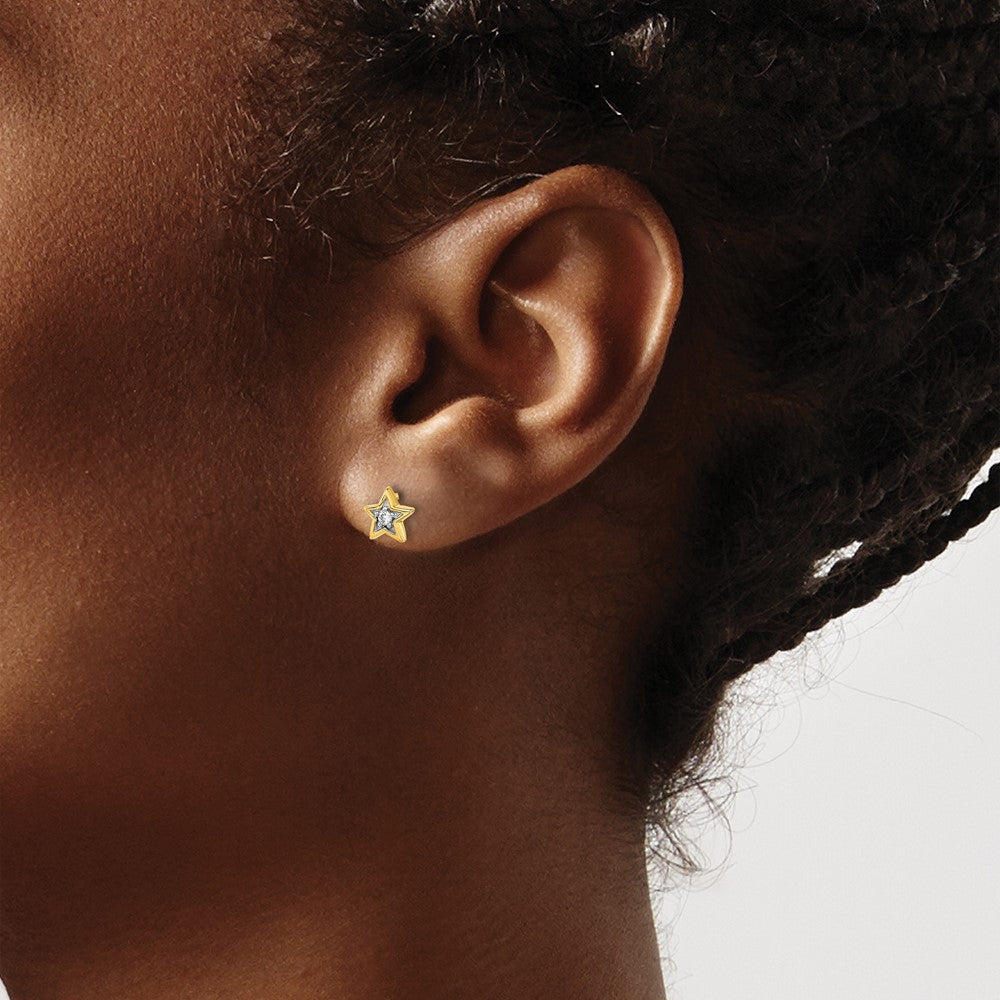 14K Gold Diamond Star Stud Earrings for Women - Model EM5510 005 YA - Perfect for Everyday Wear, Parties & Special Occasions