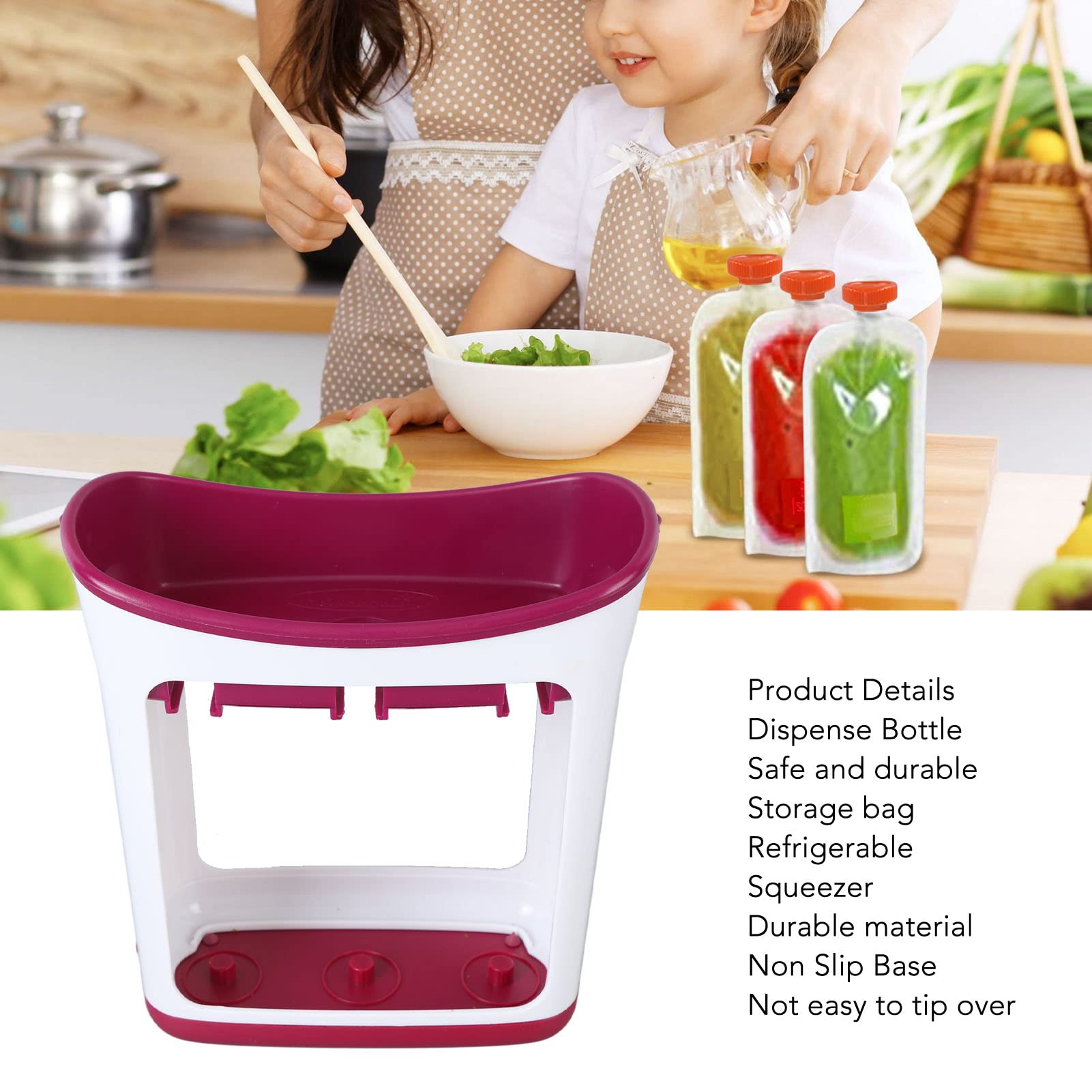 **Fresh Squeezed Squeeze Station with 10 Storage Bags - Baby Food Maker for Homemade Fruit Juice & Puree - Toddler Fruit Dispenser for Healthy Snacks - Perfect for On-the-Go Meals & Daycare Lunches**