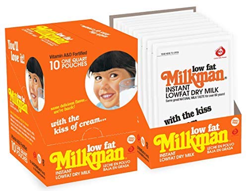 MILKMAN Low-Fat Dry Milk Powder - 8g Protein per Serving | Vitamins A&D Enriched | Shelf Stable & Hormone Free | Kosher Certified | Made in USA | 32oz (10 Pack) - Perfect for Camping, Baking, Coffee Creamer & Emergency Food Storage
