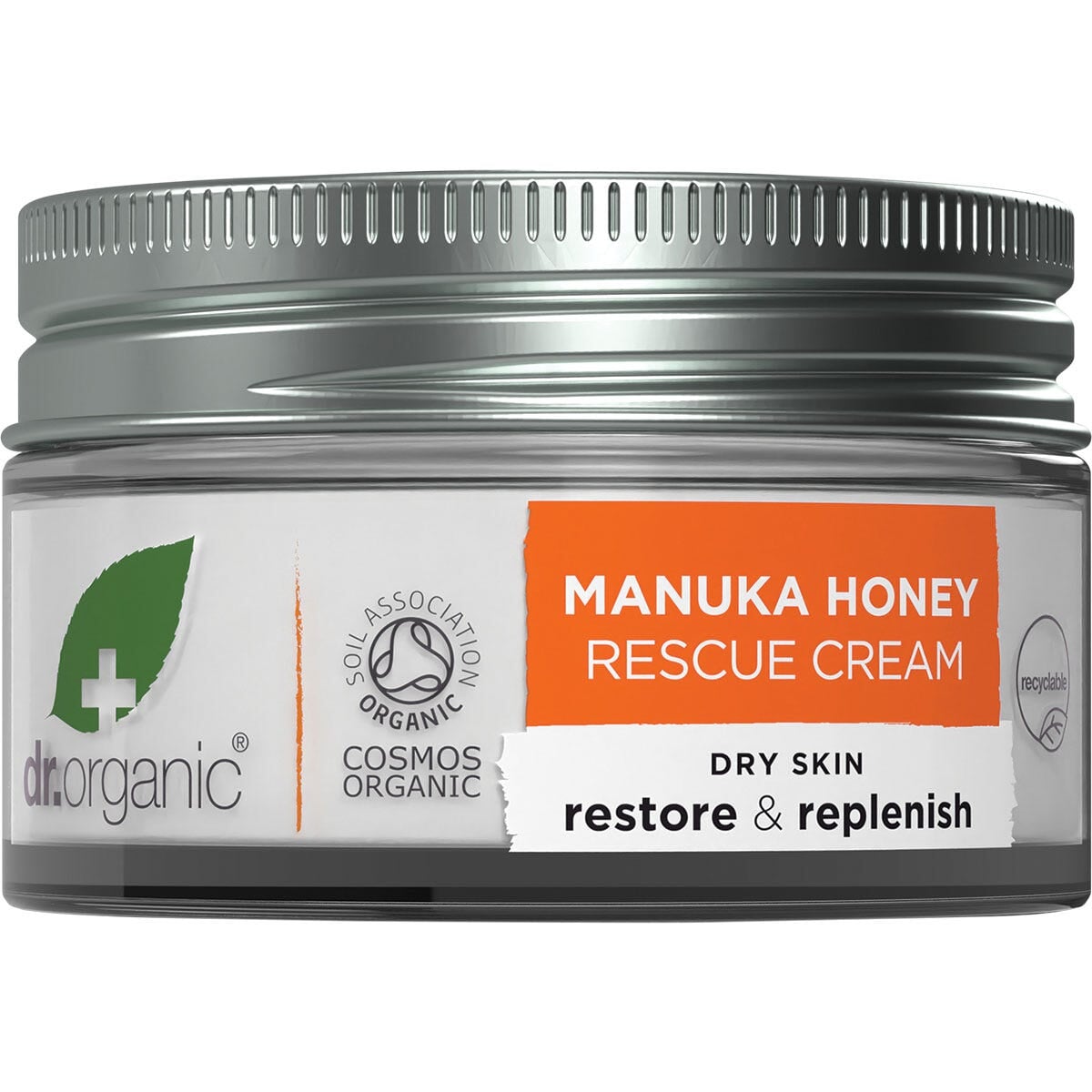 Dr Organic Rescue Cream with Organic Manuka Honey - Soothing Skin Repair for Dry, Irritated Skin - Perfect for Eczema, Psoriasis & Daily Moisturizing