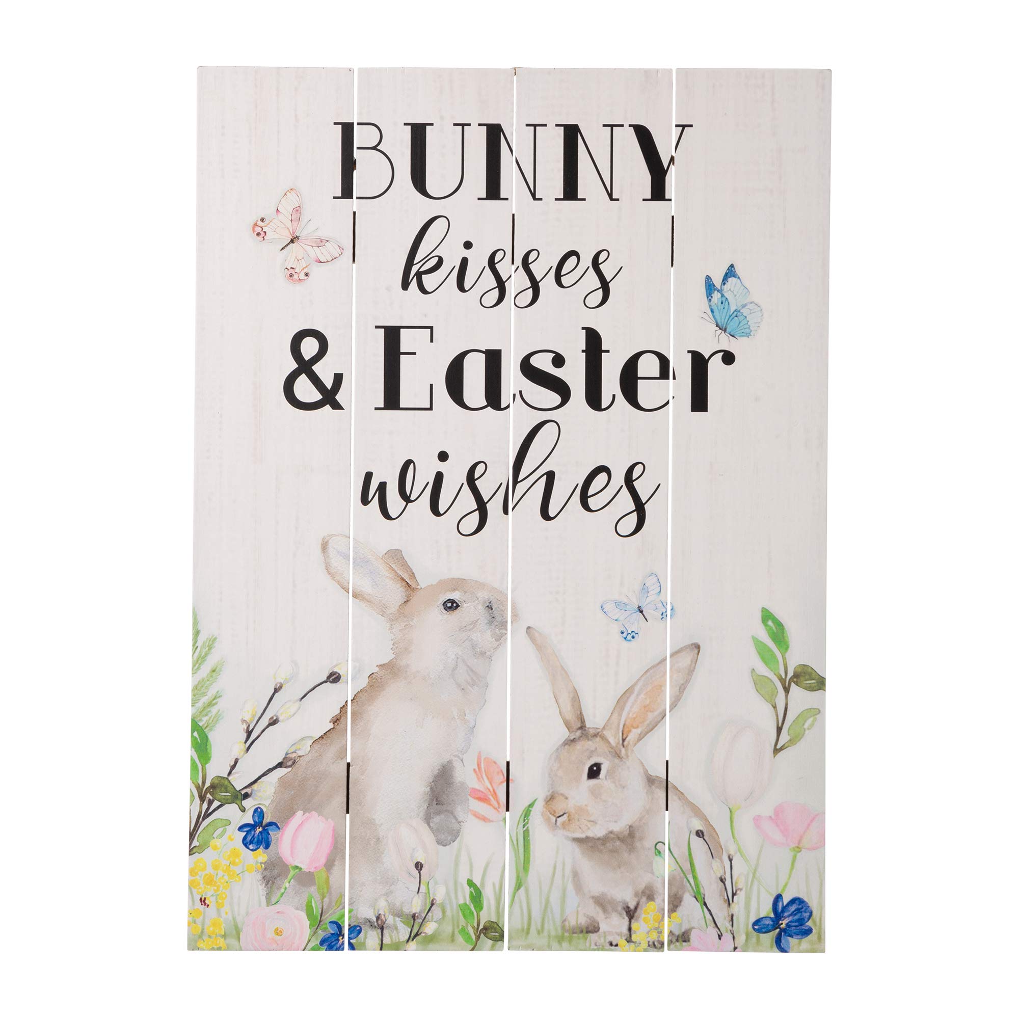 Glitzhome 18 Inch Easter Wooden Bunny Wall Hanging Decor - Spring Rabbit Welcome Sign for Home, Garden & Easter Party Decorations - Perfect for Front Door, Living Room & Outdoor Easter Celebrations