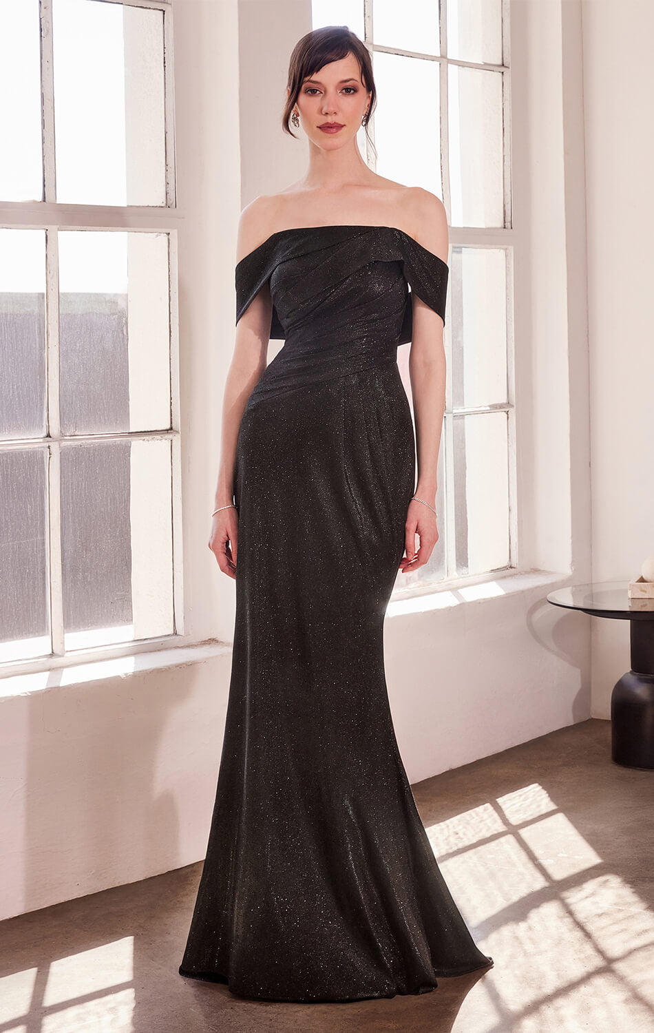 Hayworth Gown - Elegant Off-the-Shoulder Pleated Long Evening Dress for Women | Perfect for Weddings, Proms & Formal Events