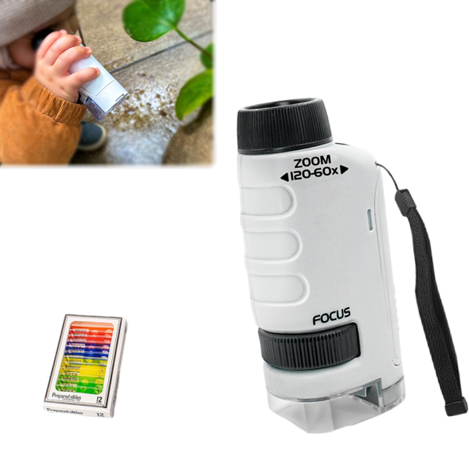 **Original Miniscope for Kids - Portable Pocket Microscope for Scientific Experiments & Outdoor Exploration - White (Perfect for STEM Learning, Nature Discovery & Classroom Activities)**