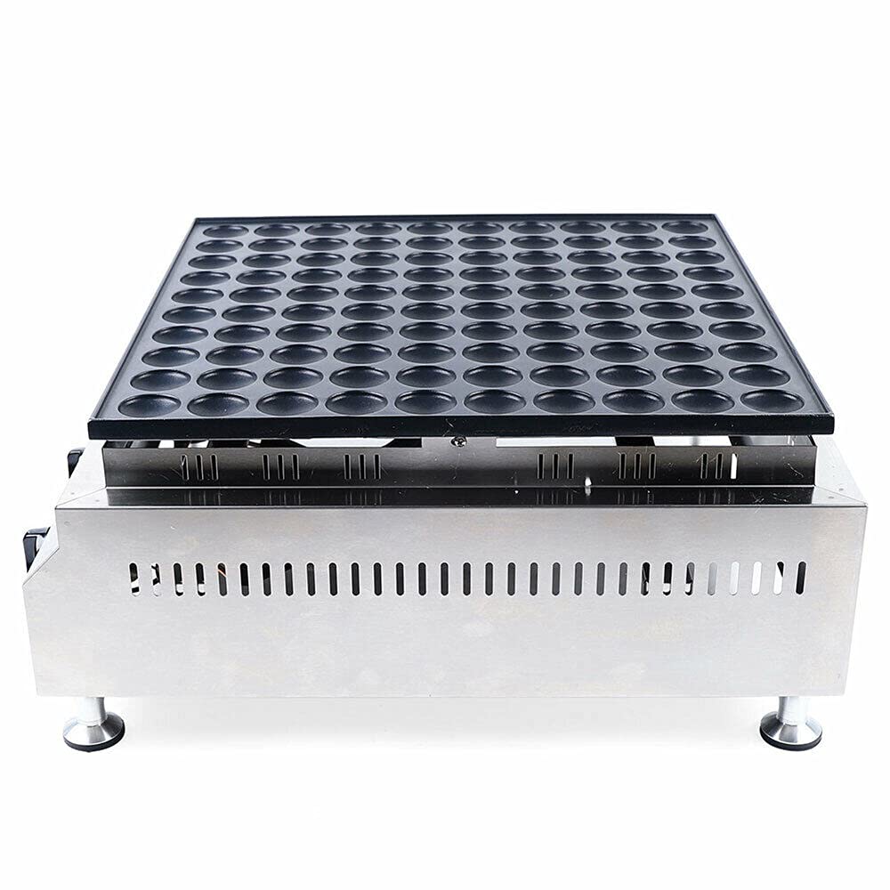 Eapmic Commercial Poffertje Maker - 100-Hole LPG Gas Mini Dutch Pancake Baker Machine, 1.7-Inch Nonstick Stainless Steel Mini Pancake & Dorayaki Maker for Restaurants, Bakeries, Cafes, and Street Food Vendors - Perfect for Breakfast, Snacks, and Desserts