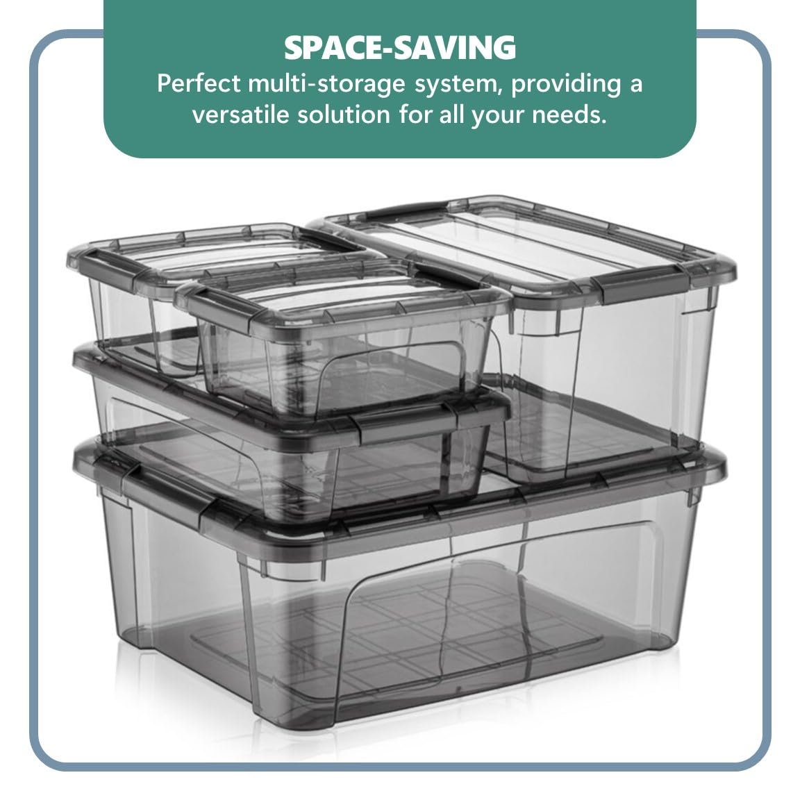 Tribello 12.5 Quart Plastic Storage Bins with Latching Lids - Set of 2 (15.5