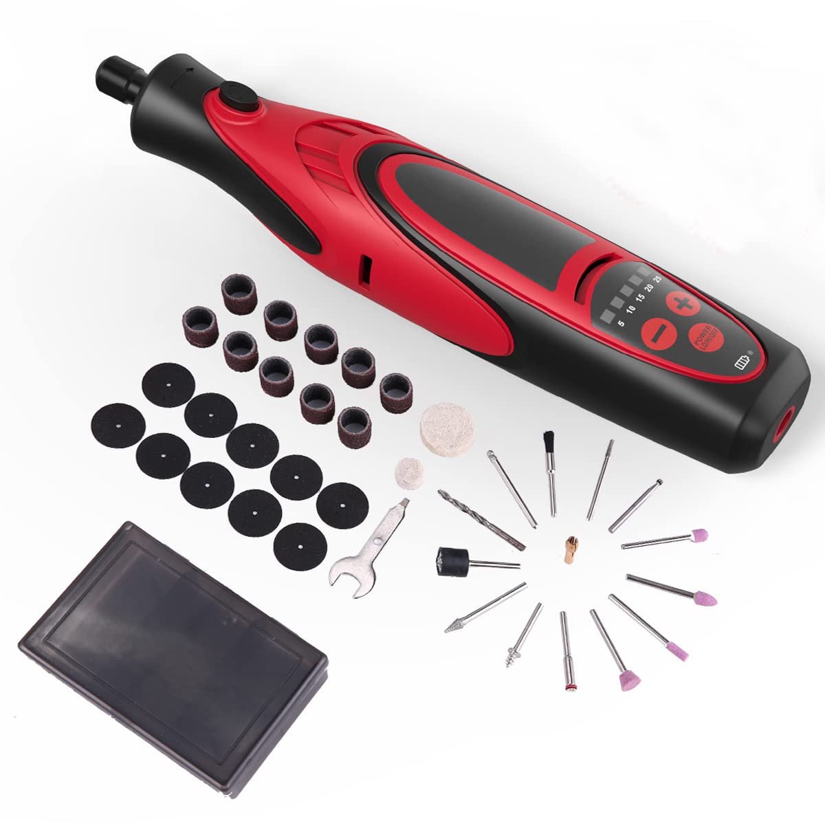 7.4V Cordless Rotary Tool Kit - 5-Speed (5000-25000 RPM) Mini Multi-Tool with 4 LED Lights & 38 Accessories for Carving, Engraving, Sanding, Polishing, Cutting - Perfect for DIY Projects, Jewelry Making, Woodworking & Home Repairs