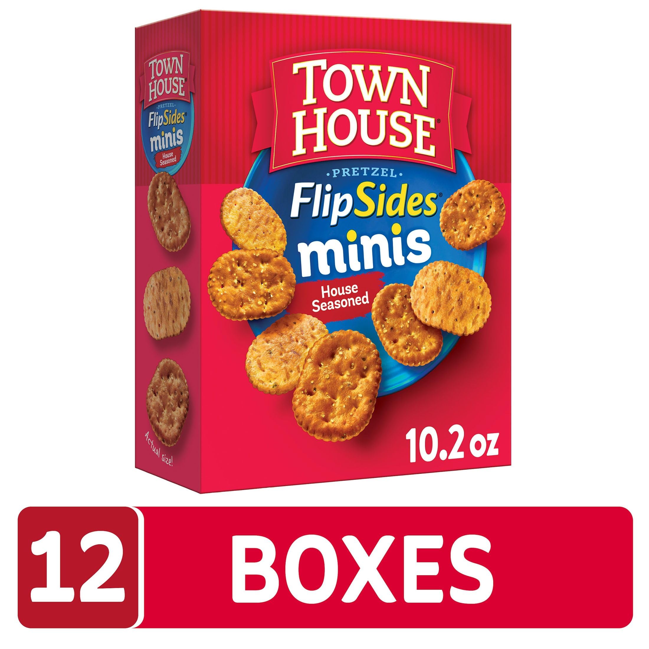 Town House FlipSides Minis Oven Baked Crackers - 12 Boxes, House Seasoned Snacks for Lunch, Party & On-The-Go | Crunchy Baked Crackers Perfect for School, Office & Travel Snacking